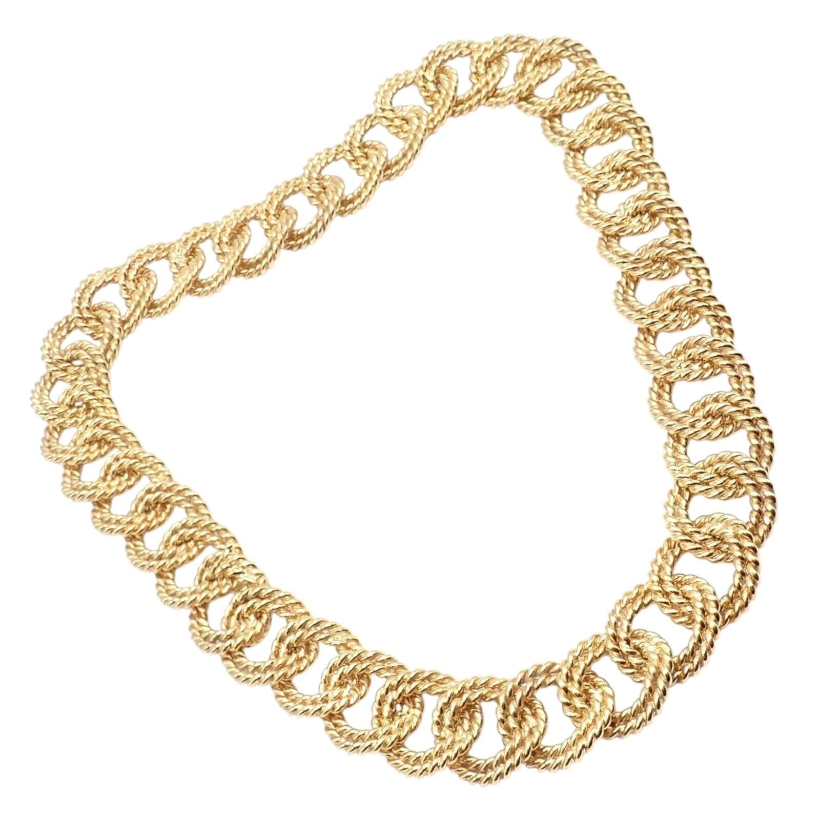 Authentic Verdura 18k Yellow Gold Rope Link Choker Necklace - Vintage Luxury Jewelry for Women - Perfect for Evening Parties, Weddings & Special Occasions