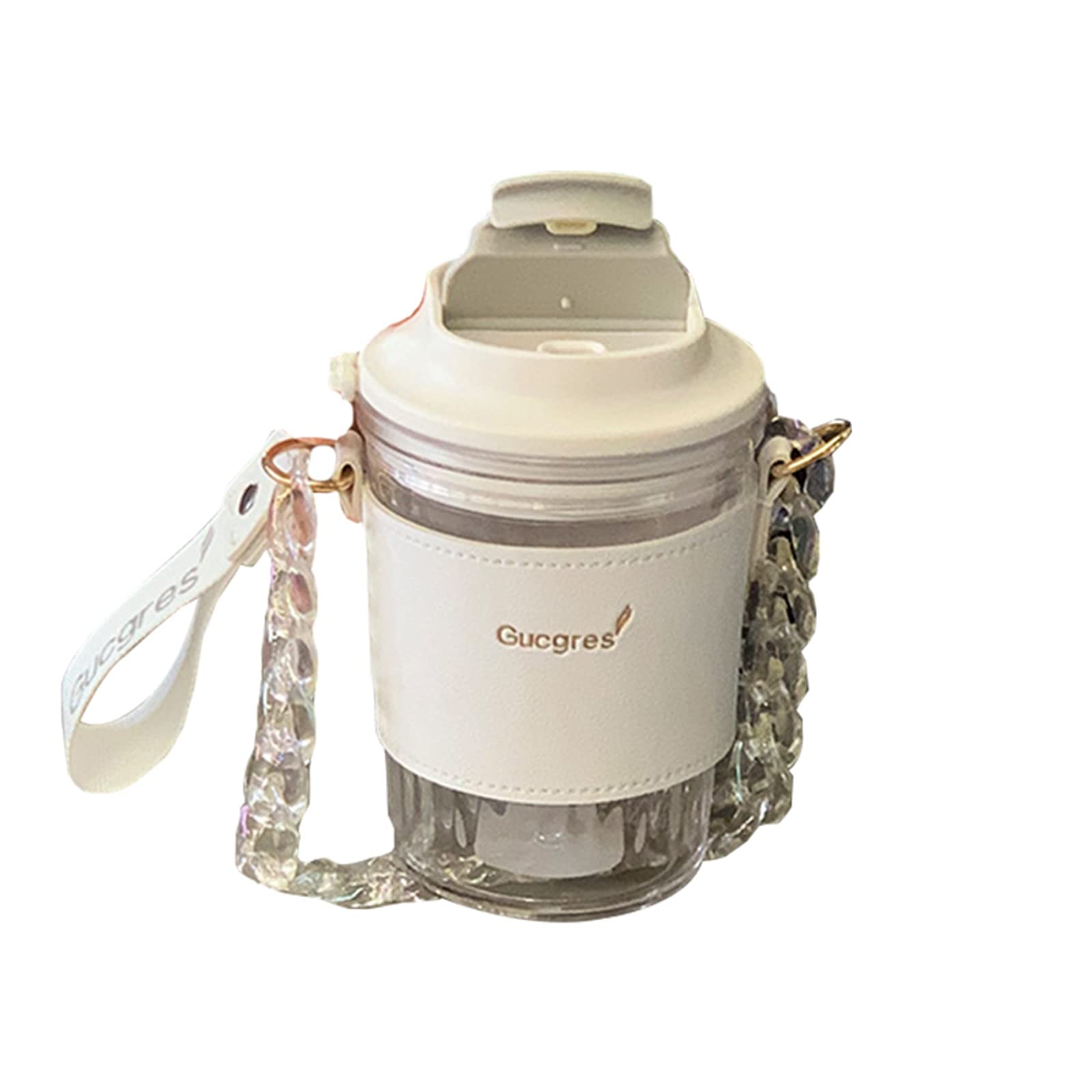Eco-Friendly Glass Water Bottle with Strap & Insulated Sleeve - 420ml Aesthetic Portable Drinking Bottle for Women & Couples - Perfect for Travel, Gym, Office & Outdoor Activities (White)