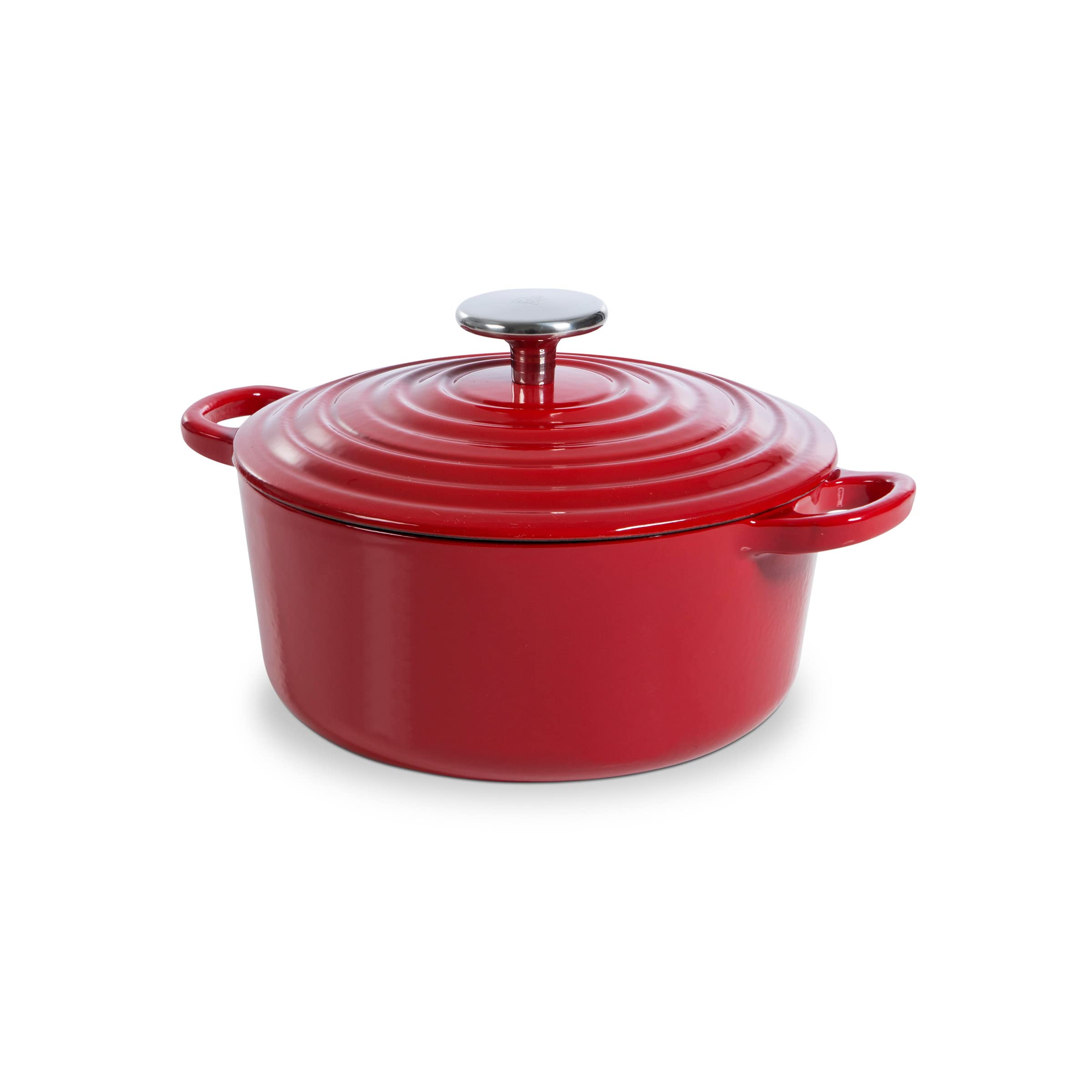 BK Bourgogne Dutch Oven 20 cm (2.5L) - Enameled Cast Iron Pot with Lid & Dripping Rings - Chili Red - Induction, Oven & Dishwasher Safe - Perfect for Soups, Stews, Braising & Baking
