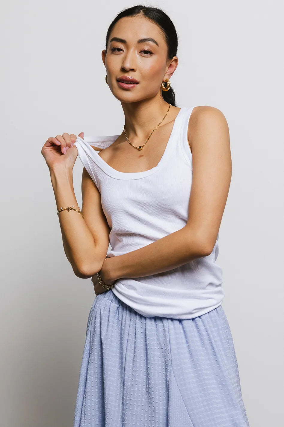 Olivia Ribbed Tank Top for Women - Off White | Soft Stretchy Fit | Casual & Layering Essential | Perfect for Summer Outfits, Beachwear & Everyday Comfort