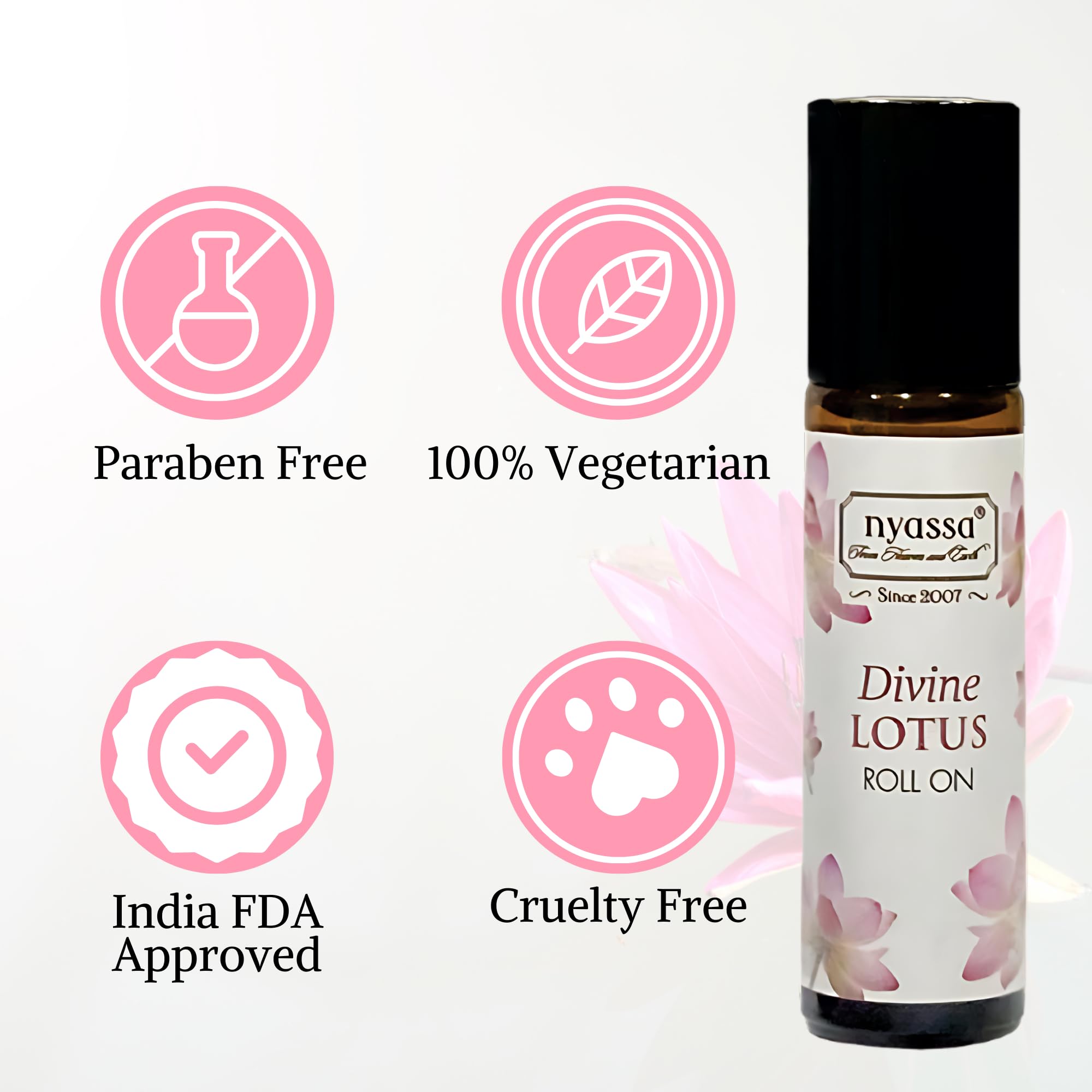 Nyassa Divine Lotus Roll-On Essential Oil 10ml - Jojoba Oil & Fragrance Oil Blend for Relaxation, Aromatherapy & Stress Relief