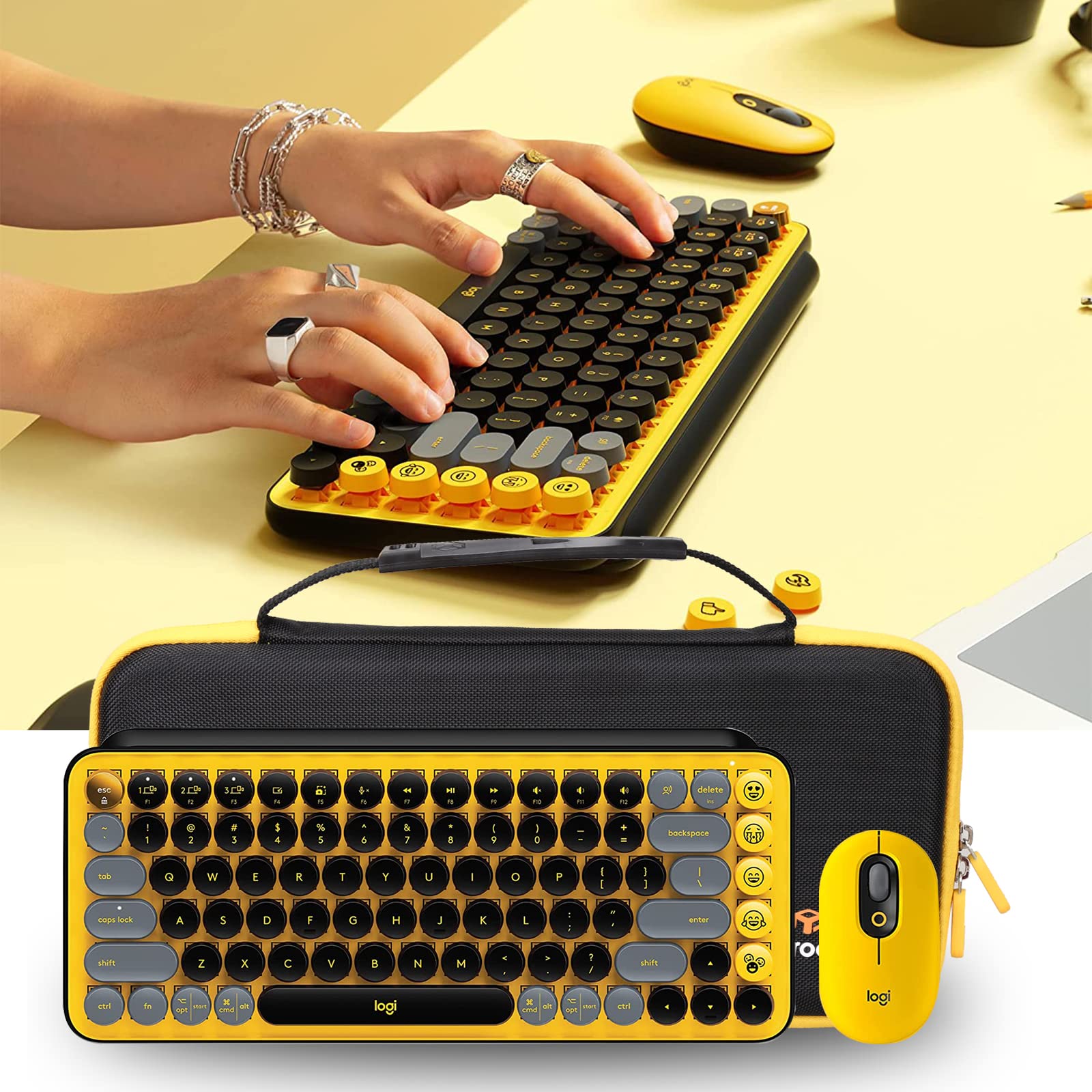 Aproca Hard Travel Storage Carrying Case for Logitech POP Keys Mechanical Wireless Keyboard & Mouse, Keychron K2 Wireless Keyboard | Durable Protective Case for Office, Home & Travel Use