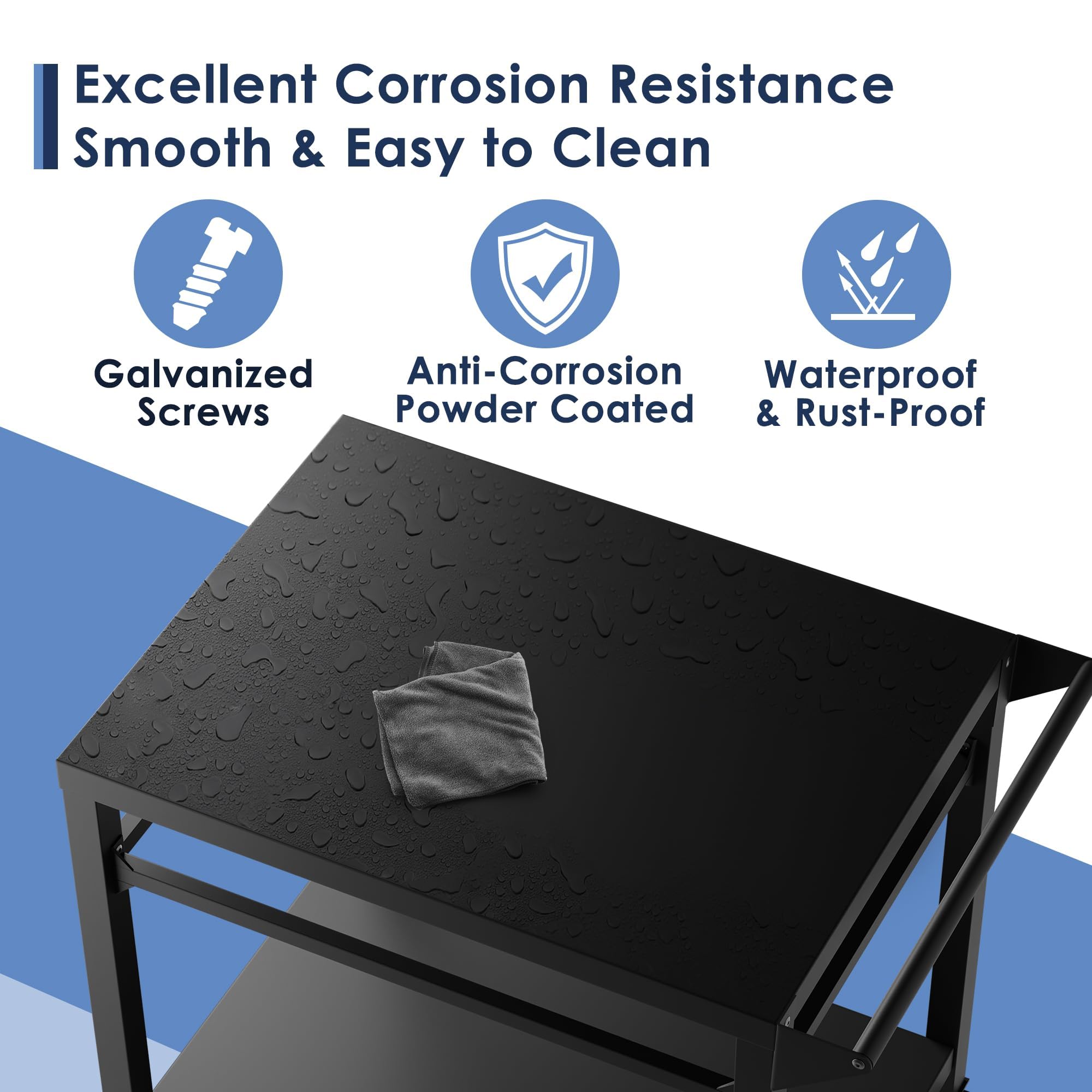 Outdoor Pizza Oven Table Cart for Ooni Koda Karu Fyra 16 & 12 - Waterproof Cover Included - Portable Food Prep Station for Patio, Backyard & Camping - Compatible with Ninja Blackstone Cuisinart Griddles - Perfect for Outdoor Cooking, BBQ Parties & Tailgating