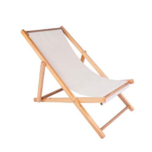 Wooden Folding Deck Chair - Portable Garden Lounger, Recliner Balcony Sun Chair & Beach Chair (White) - Perfect for Outdoor Relaxation, Patio, Poolside & Coastal Getaways