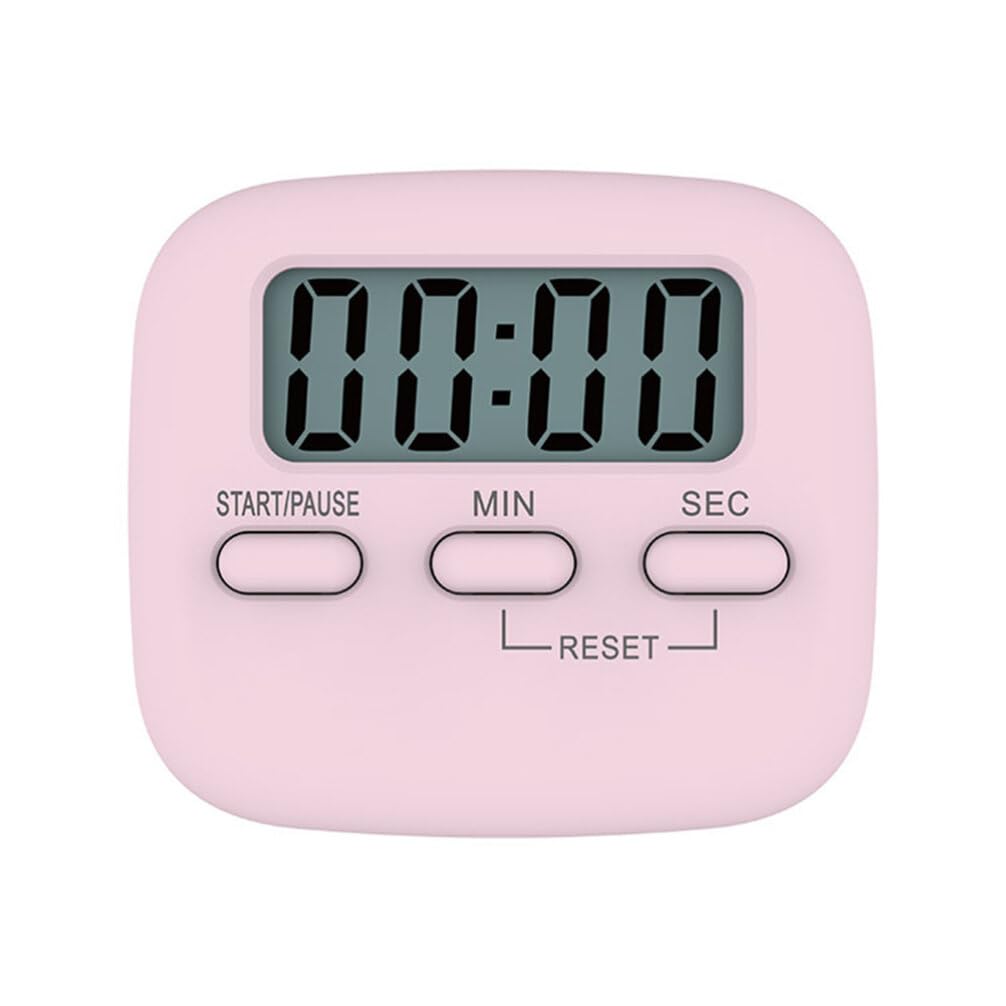 Hemoton Digital Kitchen Timer with Loud Alarm - Large Display, Countdown Stopwatch, Stand & Hanging Hole - Perfect for Cooking, Baking, Gym Workouts, Classroom Teaching, Office Meetings & Bathroom Use (Pink)