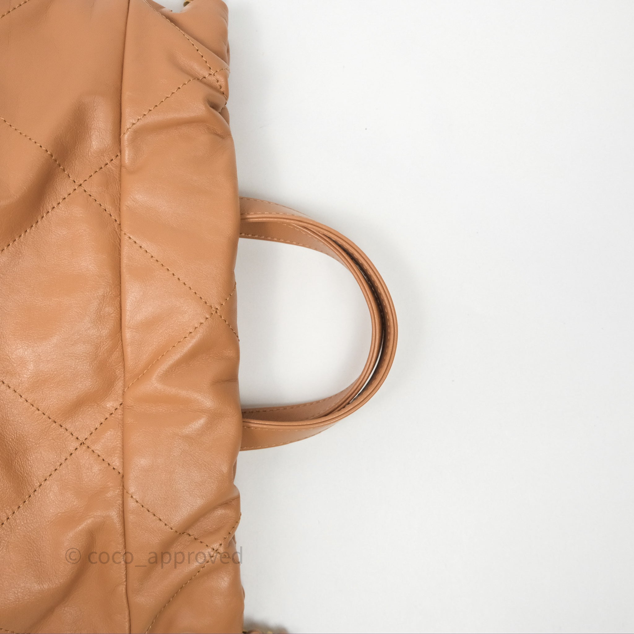 Chanel 22 Small Backpack in Camel Shiny Calfskin with Gold Hardware - Luxury Designer Handbag for Women, Perfect for Everyday Use & Travel Accessories