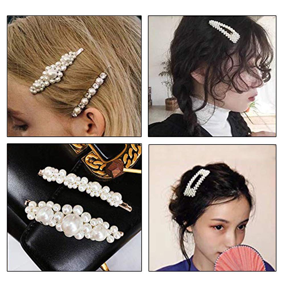 Elegant Pearl Hair Clips for Women - Golden Base Hair Accessories for Parties & Weddings