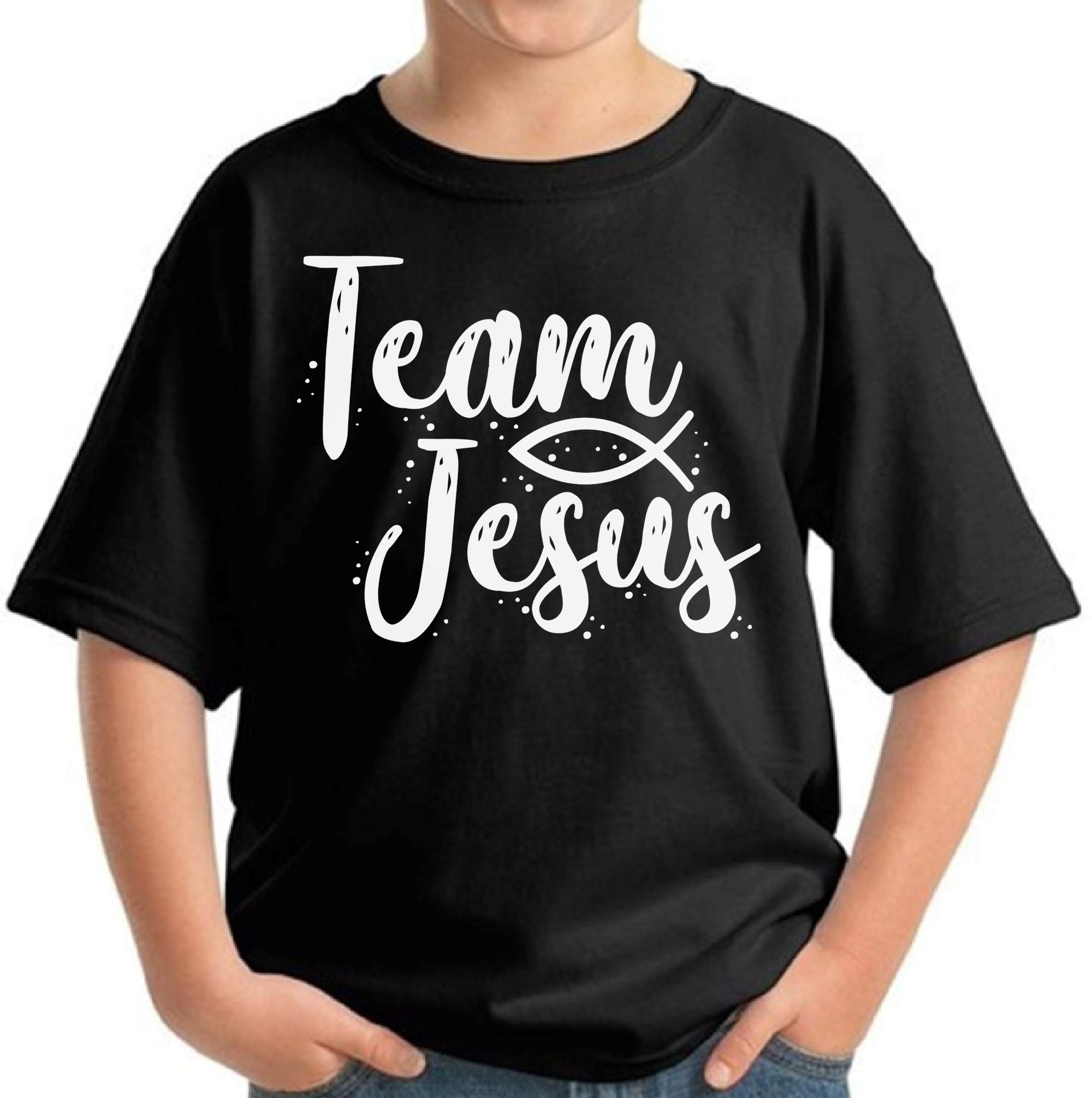 Kids Christian T-Shirt - White Jesus Team Youth Shirt for Church, Sunday School & Religious Events | Soft Cotton Faith Apparel