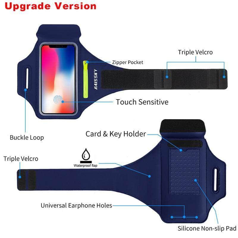 Non-Slip Running Armband for iPhone 13 Pro - Adjustable Zipper Sports Phone Holder for Jogging, Gym Workouts & Outdoor Activities