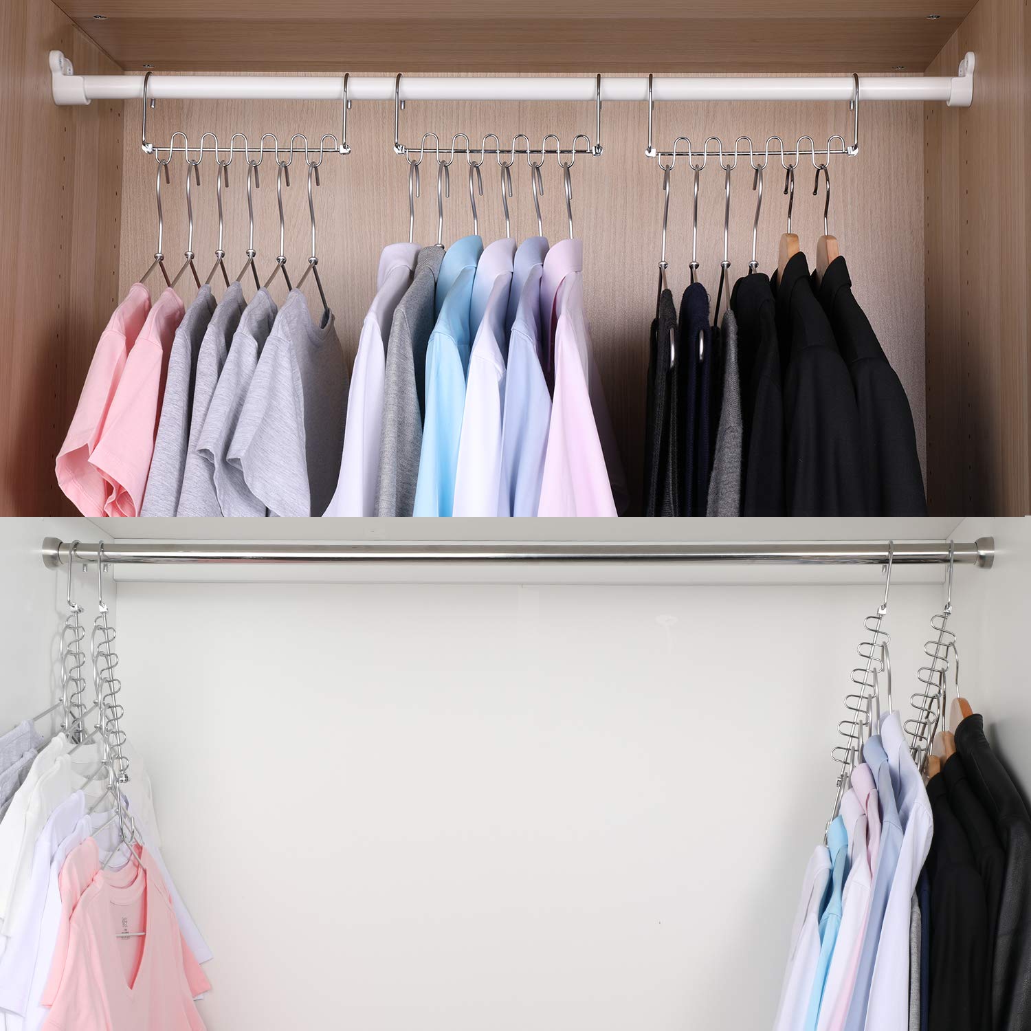 Meetu 9.5 Inch Space Saving Closet Organizer Hangers - Pack of 8 Magic Cloth Hangers for Wardrobe & Closet Organization System | Perfect for Small Spaces, Dorm Rooms & Travel Luggage