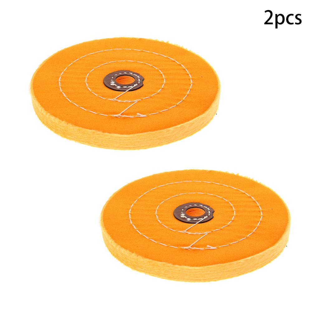 5.5 Inch Cotton Buffing Wheel for Bench Grinder - 16mm Arbor Hole - 2 Pack - Perfect for Metal Polishing & Jewelry Making