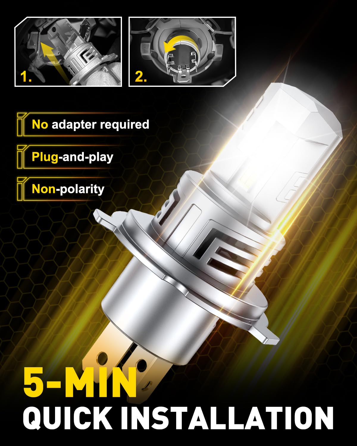 AUXITO 9003/H4 LED Fog Light Bulbs - 6500K Cool White, 30000LM Ultra Bright, Canbus Ready, Plug and Play - Pack of 2 for Cars, Trucks, SUVs - Perfect for Night Driving and Foggy Conditions