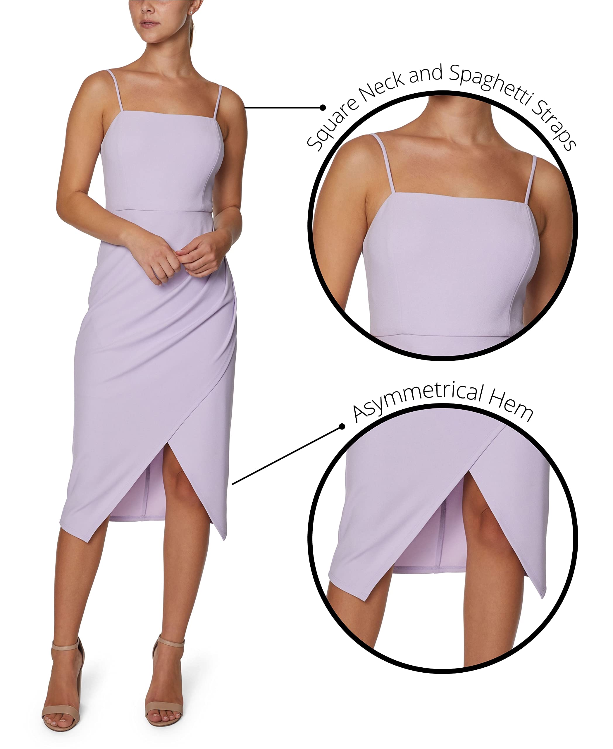 Shelli Segal Women's Asymmetrical Midi Dress - Spaghetti Strap Flowy Summer Dress for Beach, Wedding & Cocktail Party | Laundry by Shelli Segal