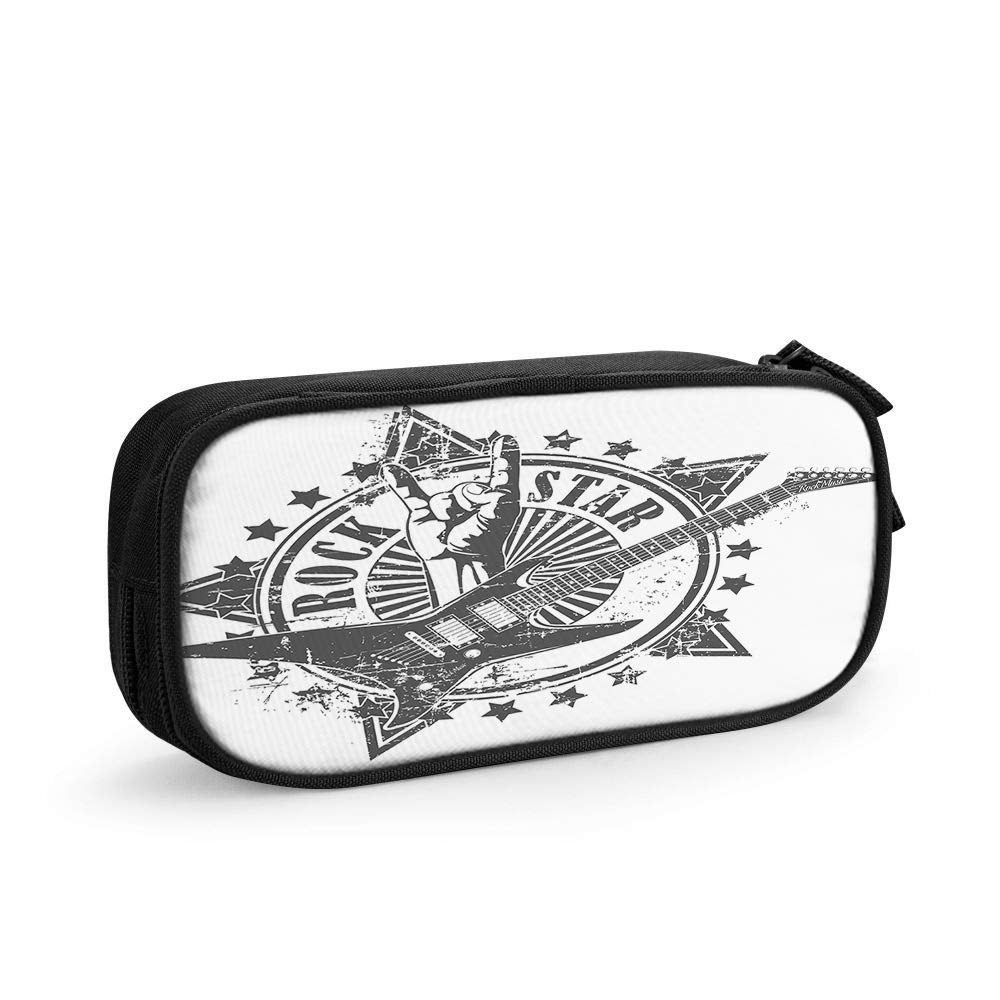 EKOBLA Rock Music Pencil Case - Durable Polyester Zipper Pouch for Pens, Pencils & School Supplies | Perfect for Students, Office & College Use | Great Gift for Music Lovers & Stationery Organizers