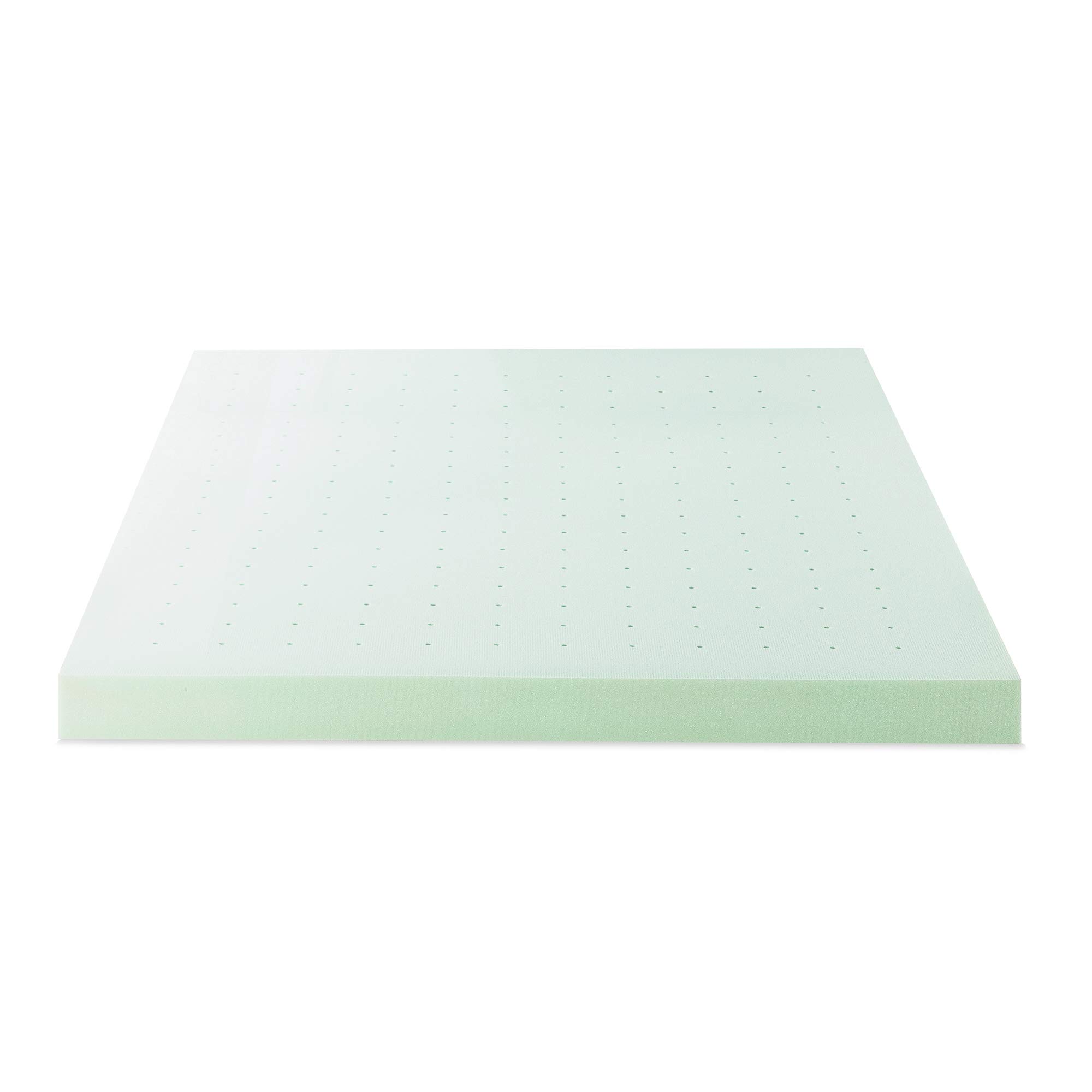 4 Inch Ventilated Memory Foam Mattress Topper with Green Tea Infusion - CertiPUR-US Certified, Cooling Comfort for Short Queen Beds | Perfect for Guest Rooms, Dorms & RVs