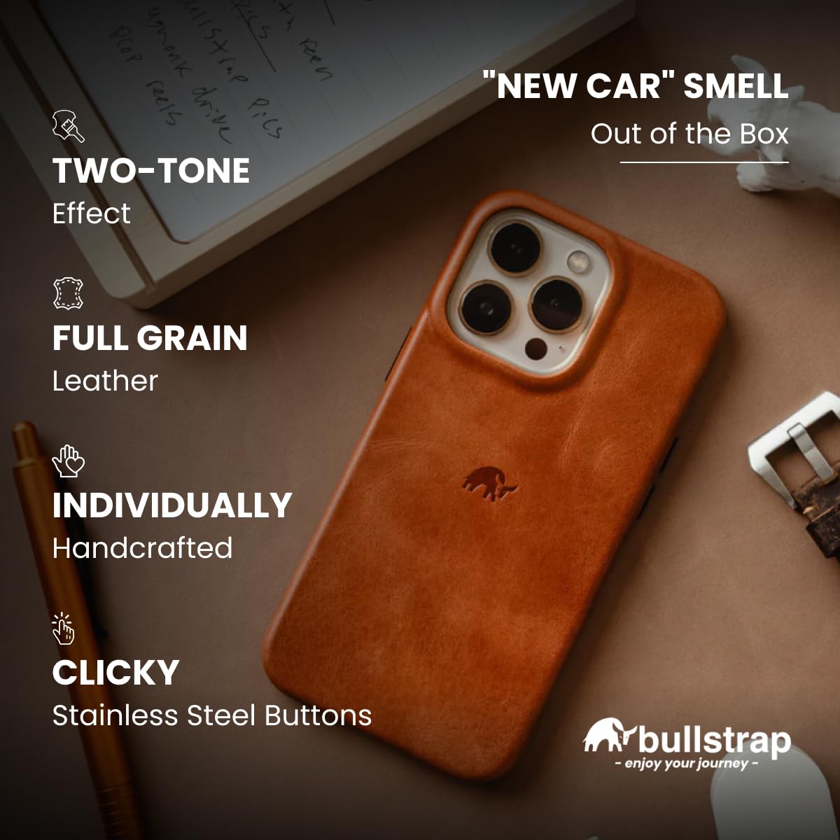 Premium Handcrafted Full-Grain Leather iPhone 12 Pro Max Case - Slim Fit, MagSafe Compatible, Natural Patina - Sienna Brown | Perfect for Business Professionals & Luxury Phone Protection