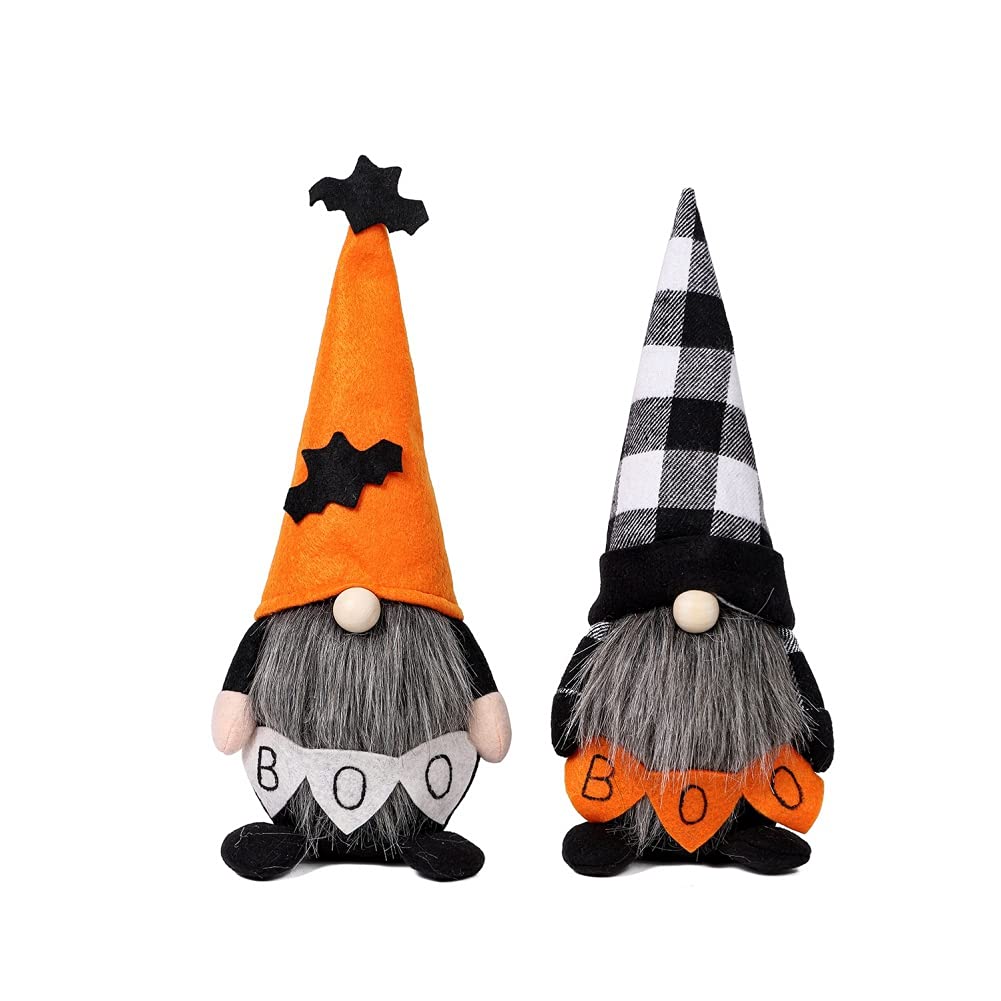 2 Pack Halloween Plush Gnome Standing Decor - Handmade Swedish Tomte Scandinavian Elf Dwarf Doll for Home, Party & Seasonal Decoration | Perfect for Halloween, Christmas & Nordic-Themed Interior Design