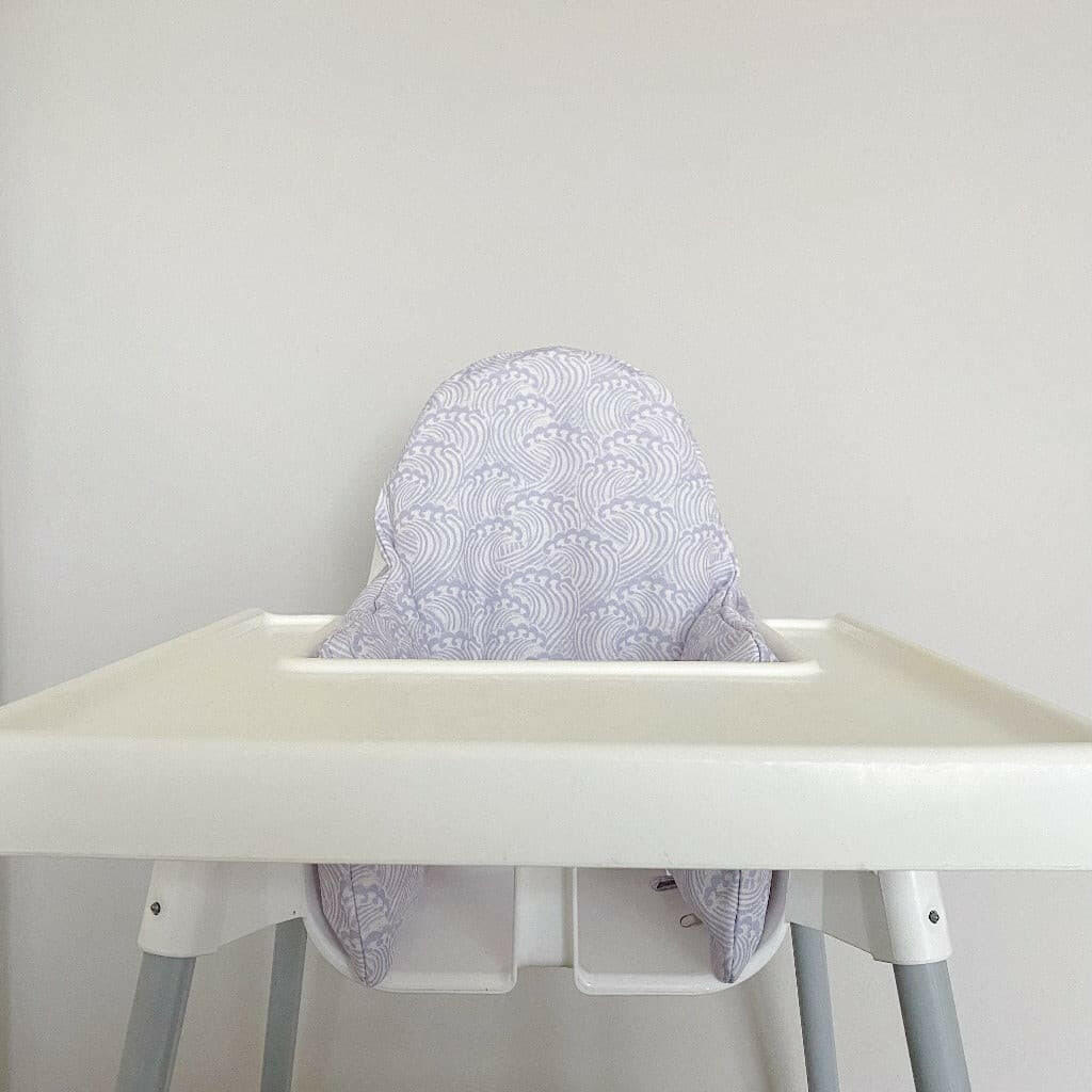 IKEA Highchair Cushion Cover - Blue Ocean Waves Print Waterproof Replacement for Baby Feeding Chair - Perfect for Nursery, Kitchen & Dining Room