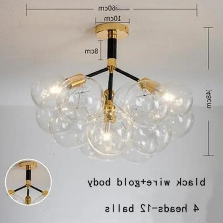 Elegant Transparent Glass Bubble Chandelier - Modern Artistic Lighting Fixture for Dining Room, Living Room & Bedroom Decor