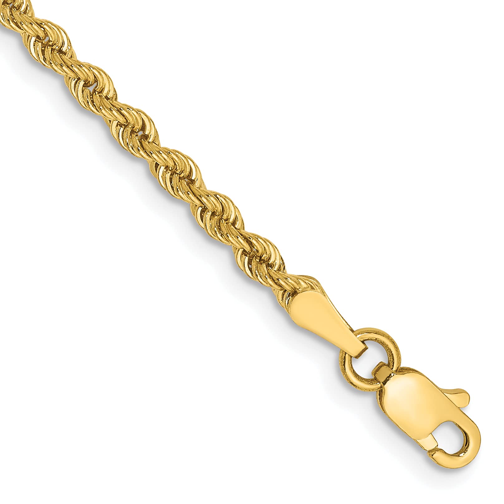 14K Solid Yellow Gold 2.5mm Rope Chain Anklet - Dainty Summer Beach Ankle Bracelet for Women - Perfect for Vacation, Pool Party & Boho Style Outfits