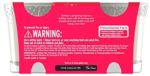 Glade Essential Oil Jar Candles - 2 Pack Air Freshener Scented Candles (3.4oz, Candy Cane Cheer) | Home Fragrance for Living Room, Bedroom & Bathroom