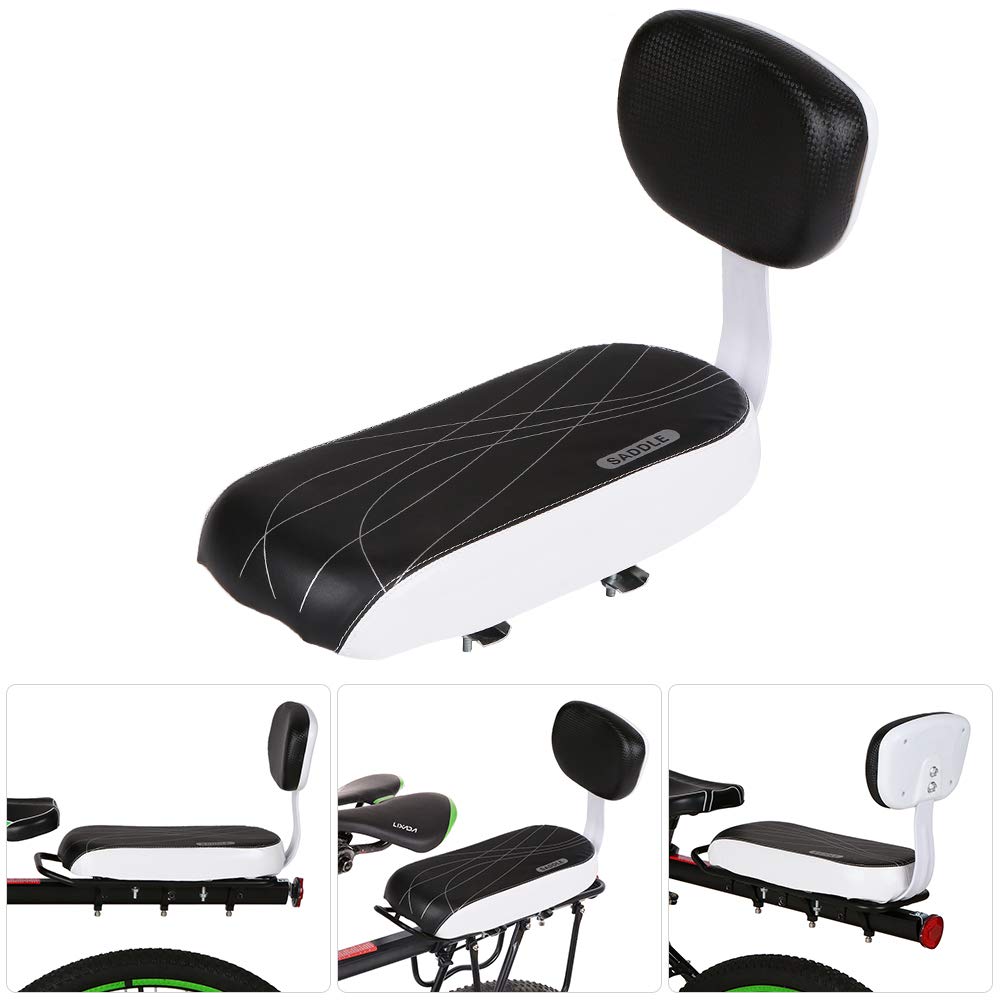 Lixada Comfortable PU Leather Bicycle Rear Seat Cushion with Backrest - Universal Bike Rack Mount for Mountain, Road & Commuter Bikes - Perfect for Cycling, Touring & Family Rides