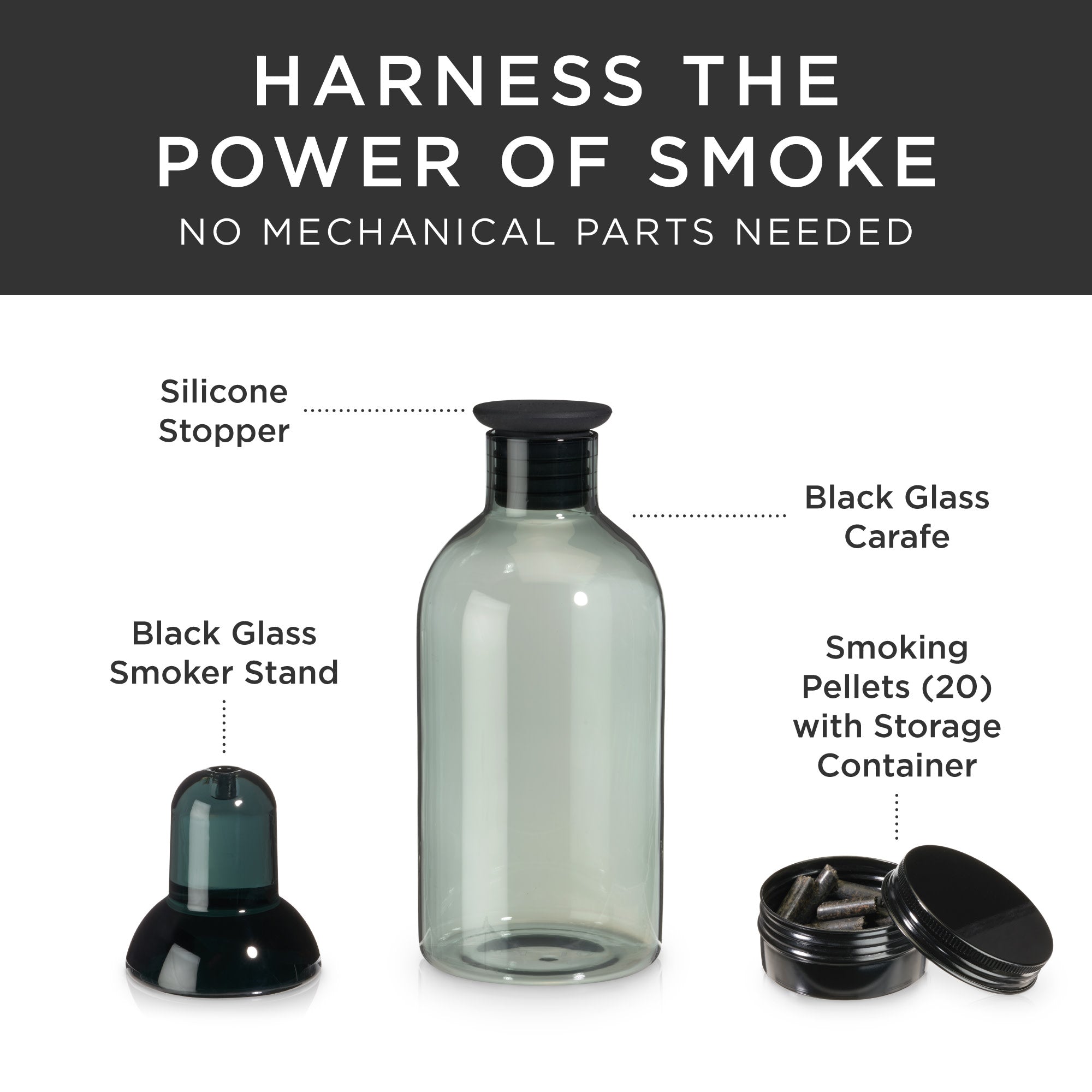 Premium Smoked Cocktail Kit - Handcrafted Wooden Smoking Box with Glass Cloche & Smoking Chips - Perfect for Whiskey, Bourbon, Cocktails & Home Bar Mixology - Ideal for Gifts, Parties & Entertaining