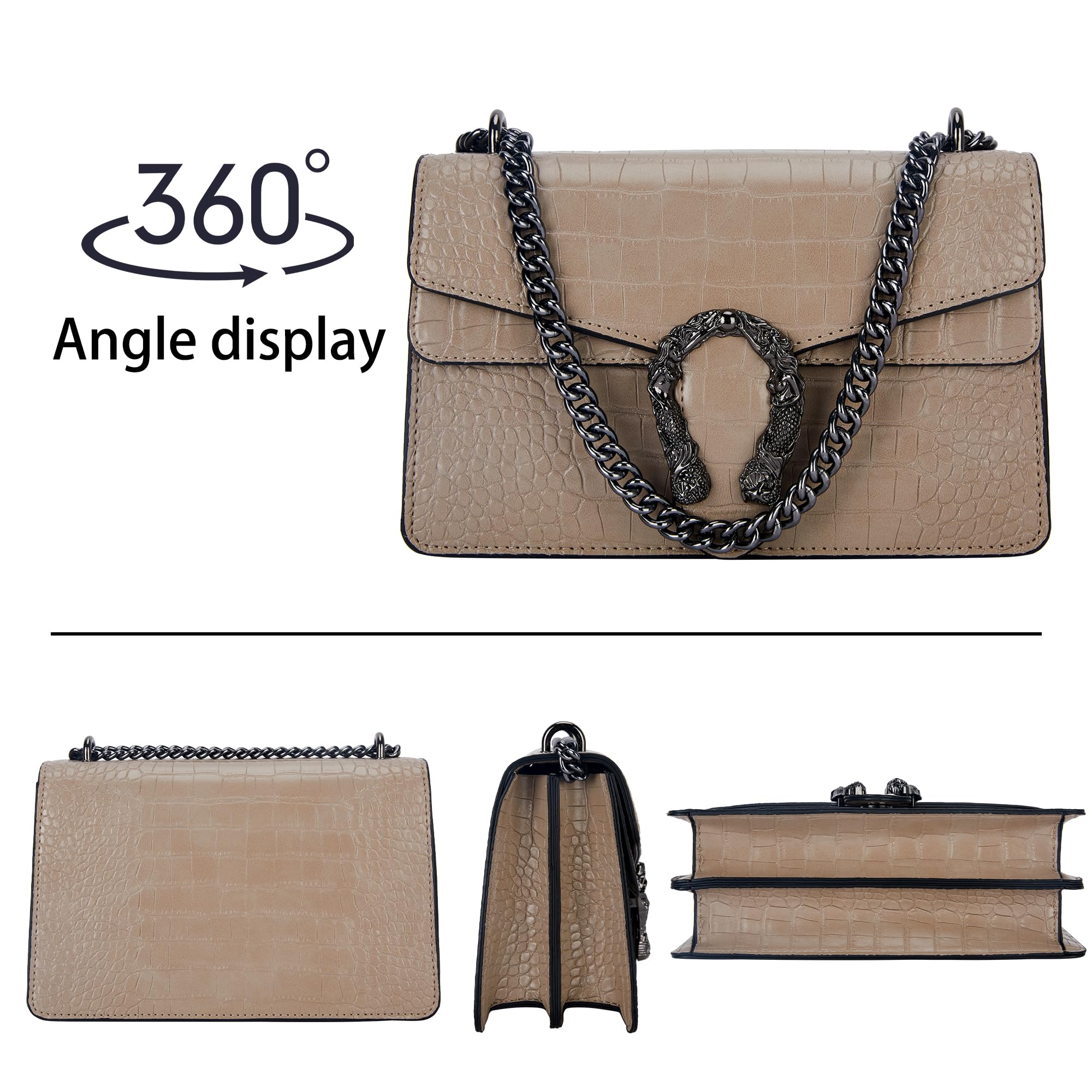 Stylish Women's Crossbody Bag & Satchel Purse - Luxury PU Leather Handbag with Snake Print & Chain Detail | Perfect for Work, Travel & Evening Out