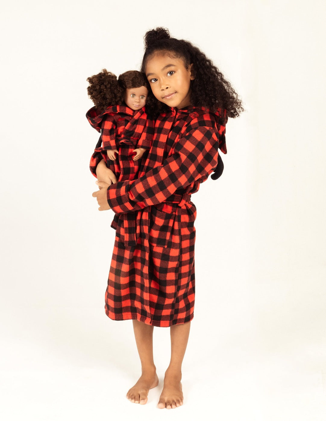 Girl and Doll Fleece Hooded Moose Robe - Soft Warm Kids Bathrobe for Girls - Perfect for Winter, Playtime & Snuggling at Home
