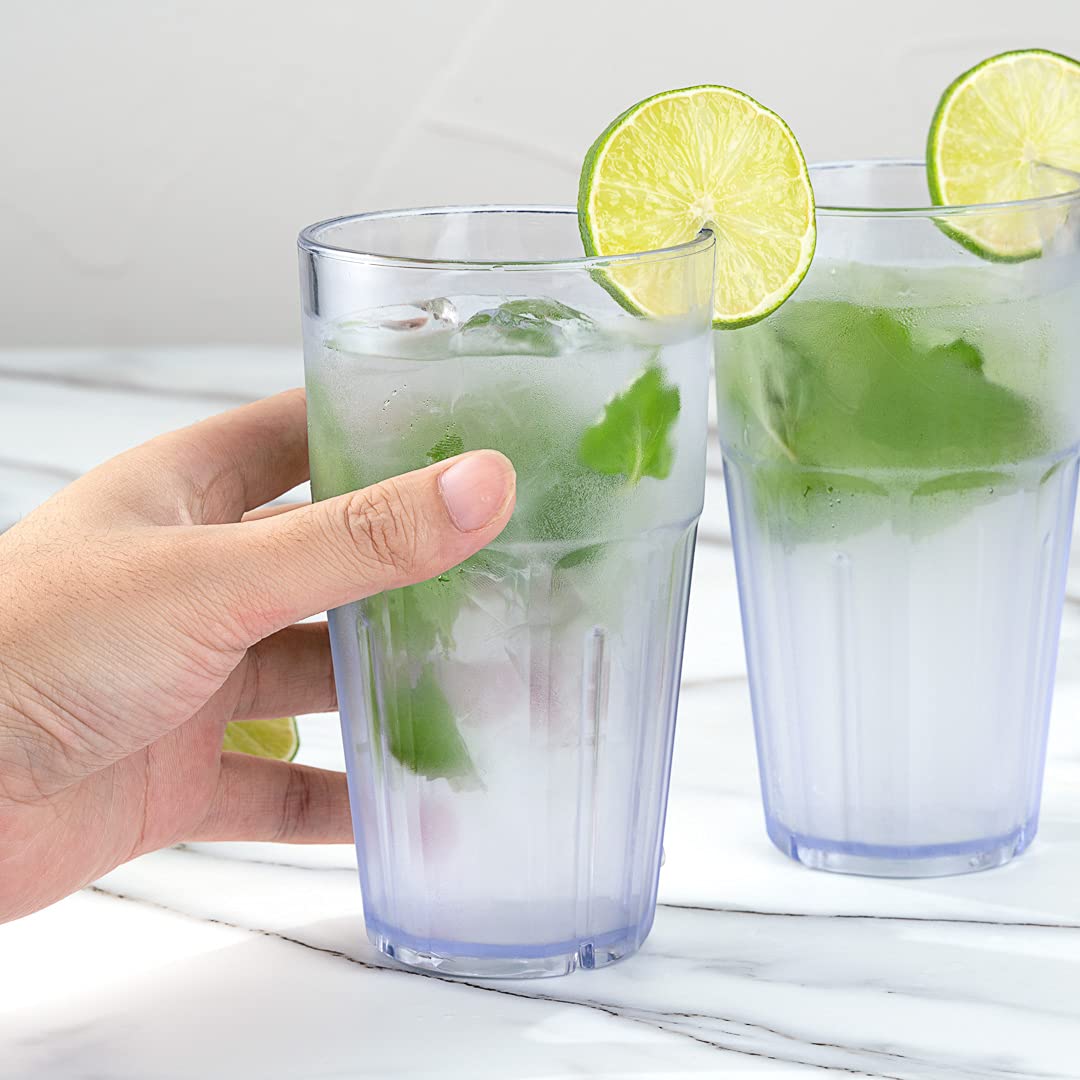 Restaurantware Bev Tek 16oz Shatterproof Plastic Tumblers - Set of 50 Clear Stackable Drinking Glasses, Dishwasher Safe for Restaurants, Bars, Cafes & Home Use - Ideal for Iced Coffee, Smoothies, Cocktails & Beverage Service