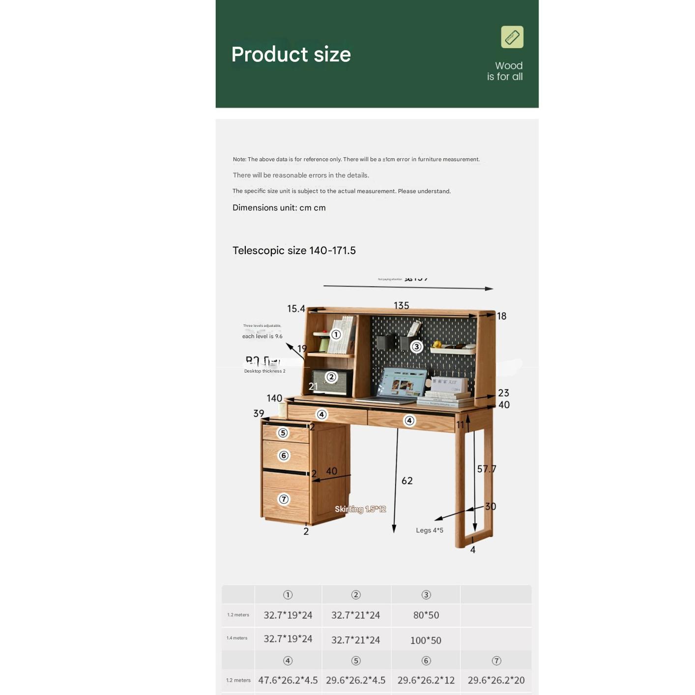 Solid Oak Wood Modern Adjustable Computer Desk - Extendable Workstation for Home Office, Gaming & Study