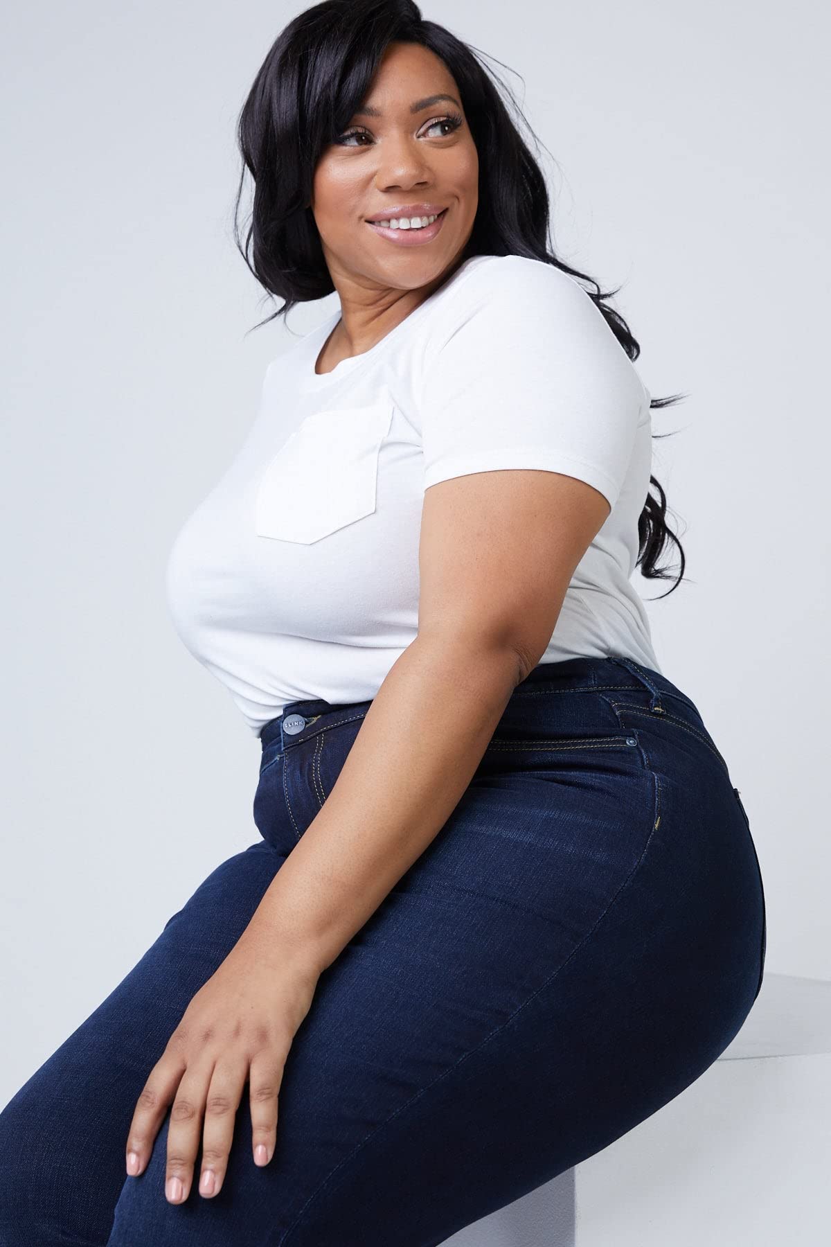 Premium Women's Plus Size Stretch Mid Rise Boyfriend Jeans - Comfortable & Stylish Denim Pants for Curvy Figures (Indigo Wash) | Perfect for Casual Outings, Date Nights & Everyday Wear