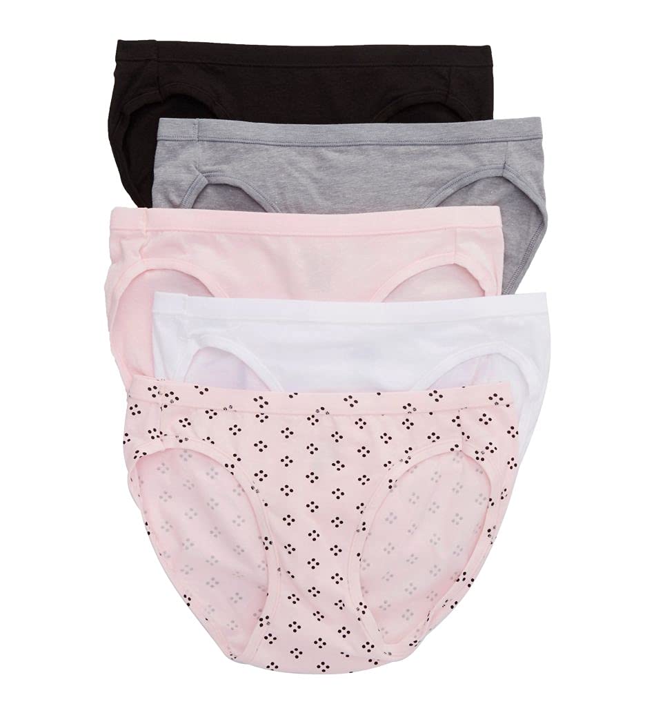 Hanes Ultimate Women's Bikini Panties 5-Pack - Moisture-Wicking Cotton Underwear with Moderate Coverage (Assorted Colors) - Perfect for Everyday Wear, Workouts & Travel