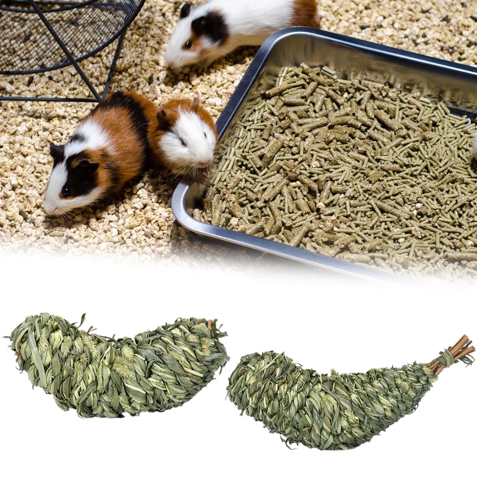 Natural Wooden Grass Chew Toy for Hamsters, Rabbits, Chinchillas & Small Pets - Banana-Shaped Fruit Design for Teeth Grinding - Safe & Fun Pet Accessory for Cages, Playtime & Dental Health