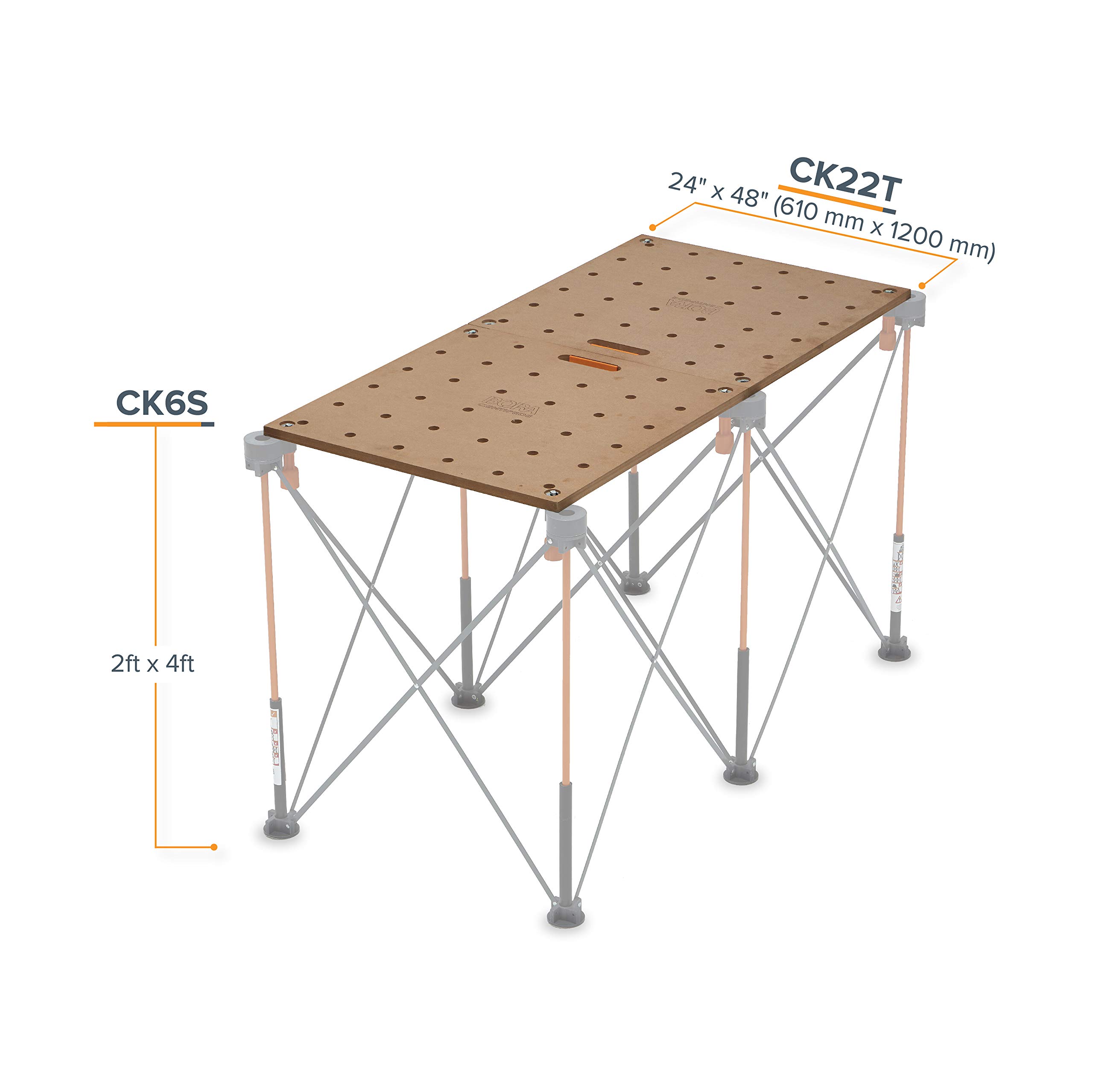 BORA Centipede CK9S 30-Inch Portable Work Stand with Table Top & Accessories - Perfect for DIY Projects, Construction Sites, and Outdoor Workbenches