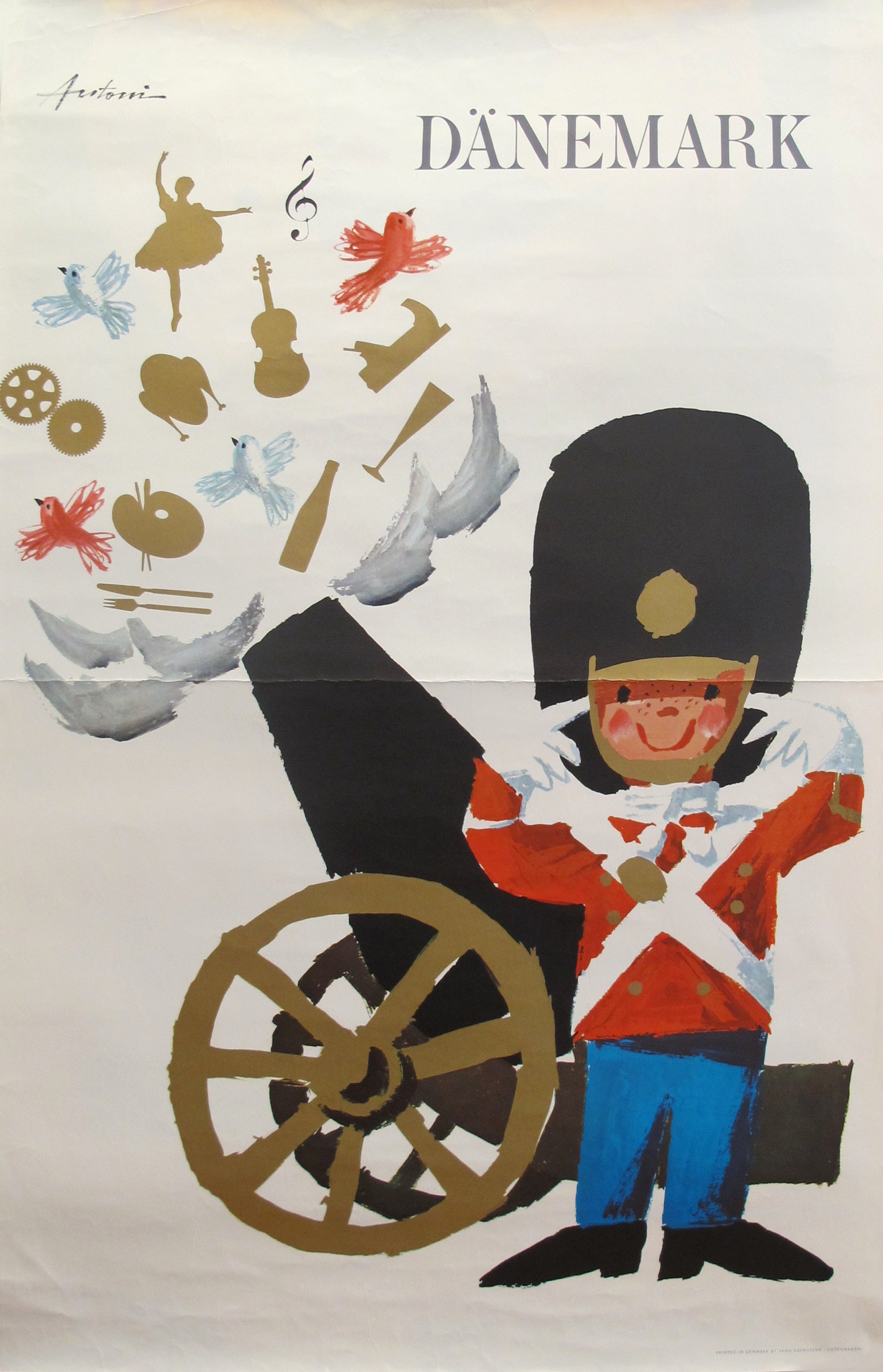 Vintage 1960s Original Danish Travel Poster - Denmark Royal Guard in German - Perfect for Home Decor, Office Wall Art & Scandinavian Design Enthusiasts