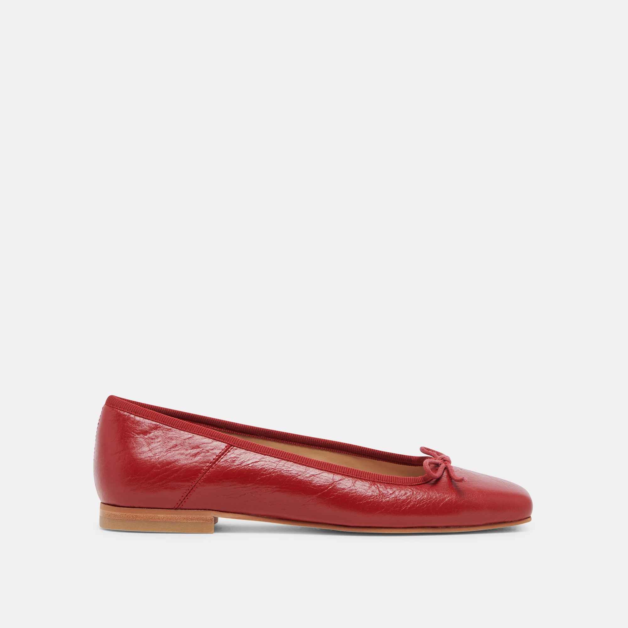 ANISA Women's Red Crinkle Patent Leather Ballet Flats - Comfortable & Stylish Shoes for Work, Casual Wear & Dance