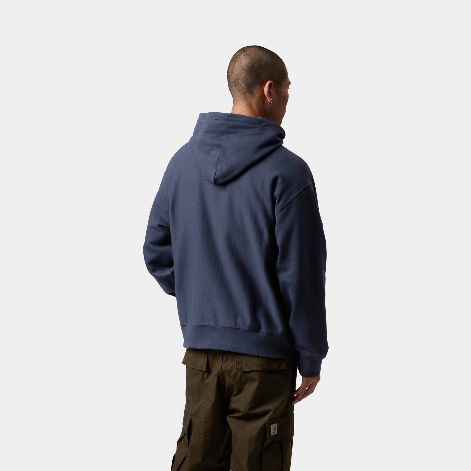 Blue Hooded Label Script Sweatshirt - Soft Cotton Pullover for Men & Women | Perfect for Casual Wear, Street Style & Loungewear