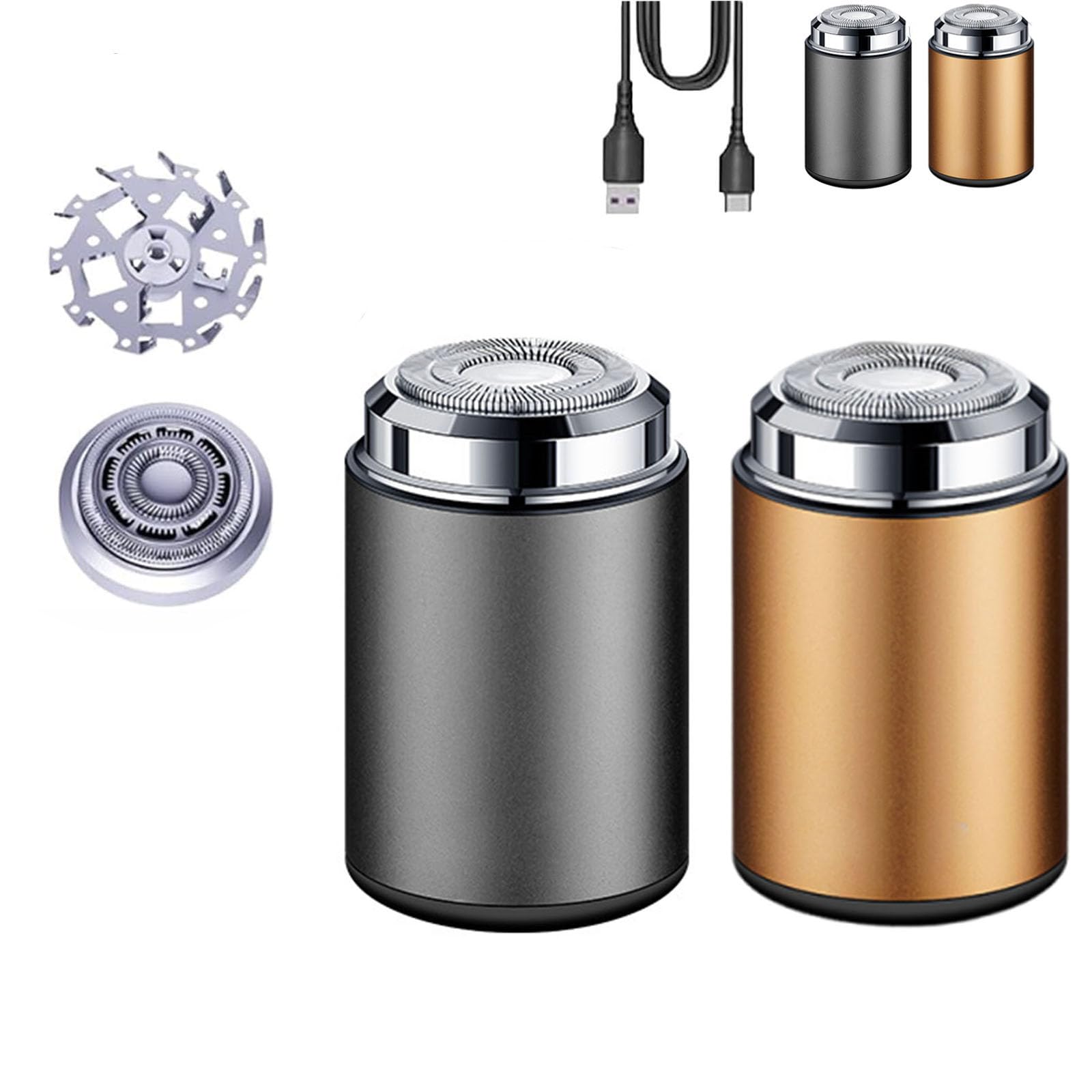 Sopani Mini Electric Shavers for Men - USB Rechargeable Waterproof Electric Razor Trimmer for Face, Beard & Body - Portable Travel Shaver for Home, Car, Office & Gym - Silver & Gold Color Options