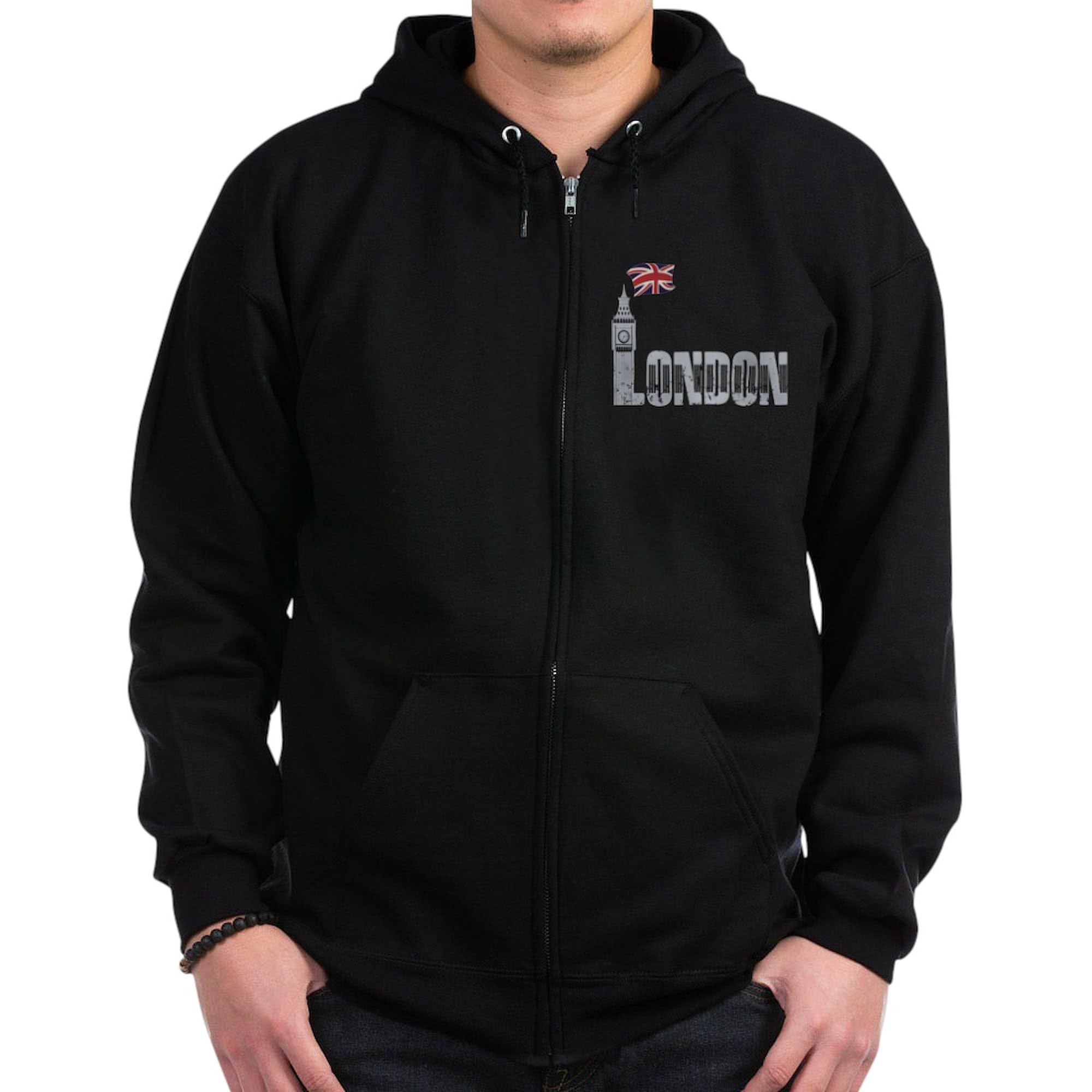 Men's London Zip Hoodie - Dark Zip-Up Hooded Sweatshirt for Casual Wear | CafePress | Perfect for Travel, Street Style & Everyday Comfort