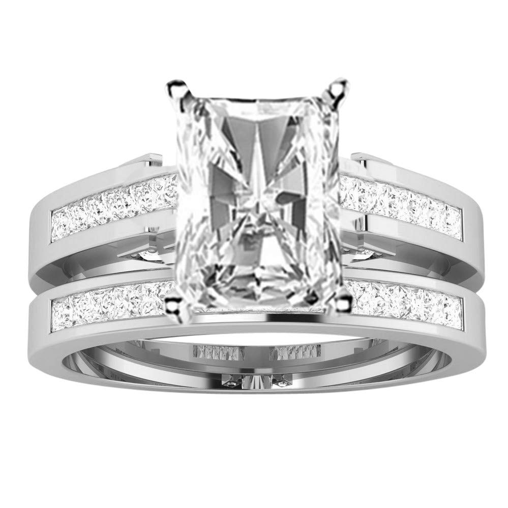1.5 Carat Radiant & Princess Cut 14K White Gold Diamond Engagement Ring Set (H-I Color, I1-I2 Clarity) – Perfect for Proposals, Weddings & Anniversary Gifts