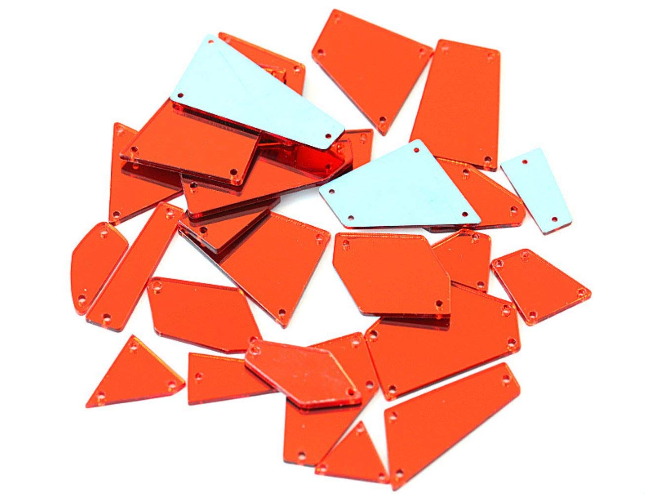Red Acrylic Mirror Rhinestones - Flat Back Sew-on Crystal Beads for DIY Clothing, Costumes & Accessories (50pcs) | Perfect for Embellishing Dresses, Hats, Bags & Home Decor