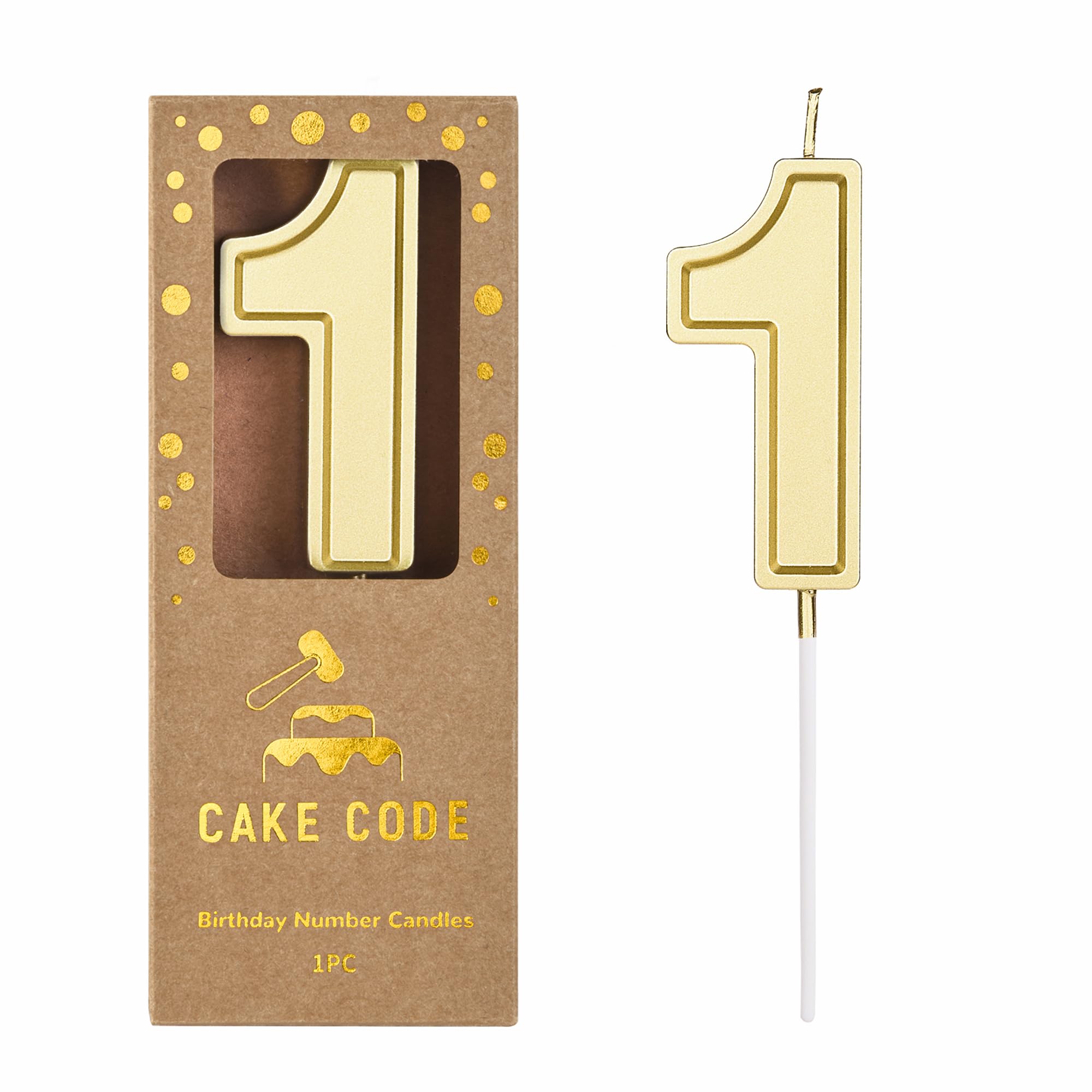 2.76 Inch Gold Number 1 Birthday Candle - Roma Style Cake Candles for Birthday Party Decorations & Celebrations | Perfect for Cakes, Cupcakes, and Dessert Tables
