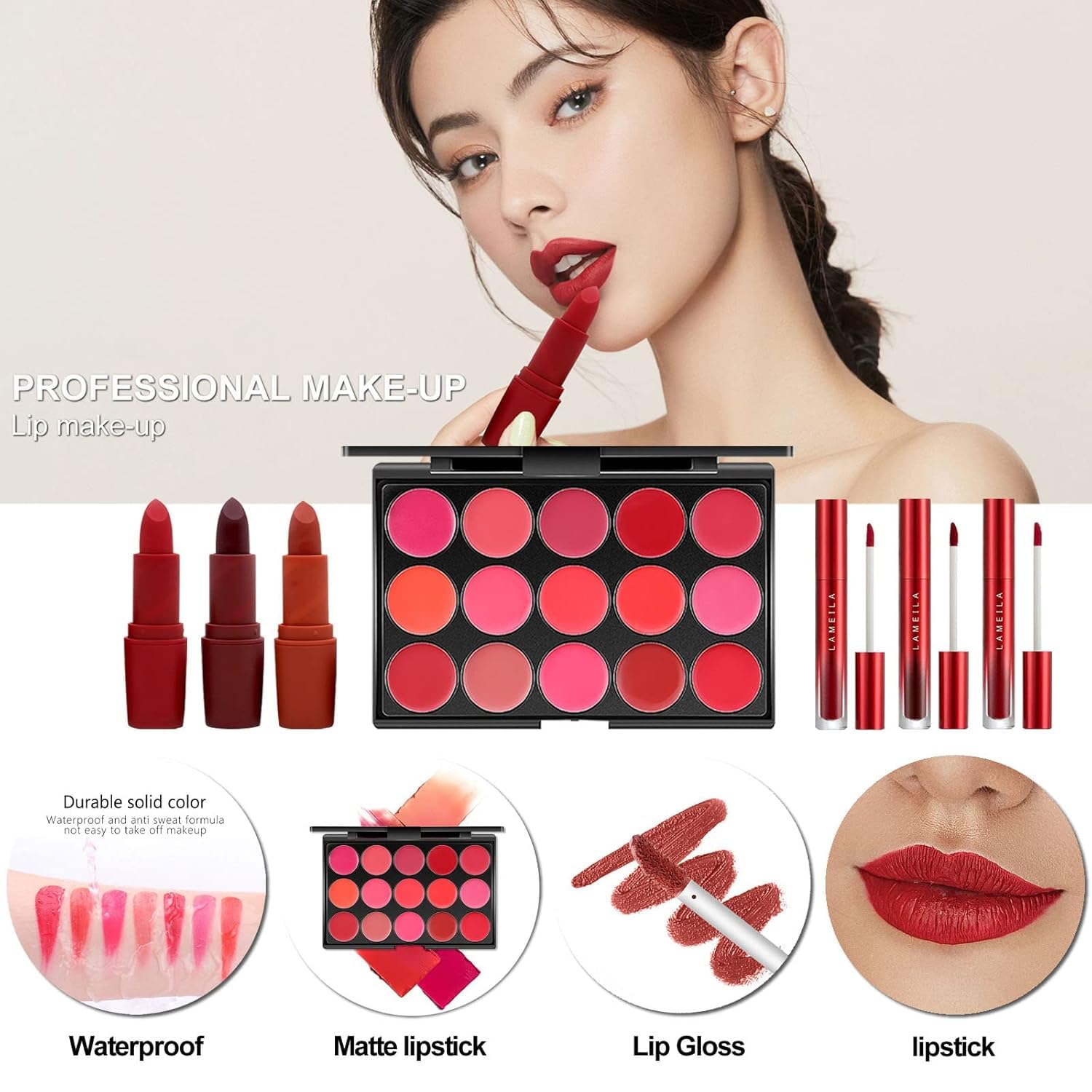 All-in-One Makeup Kit for Women - Black, Portable for Travel & Daily Use