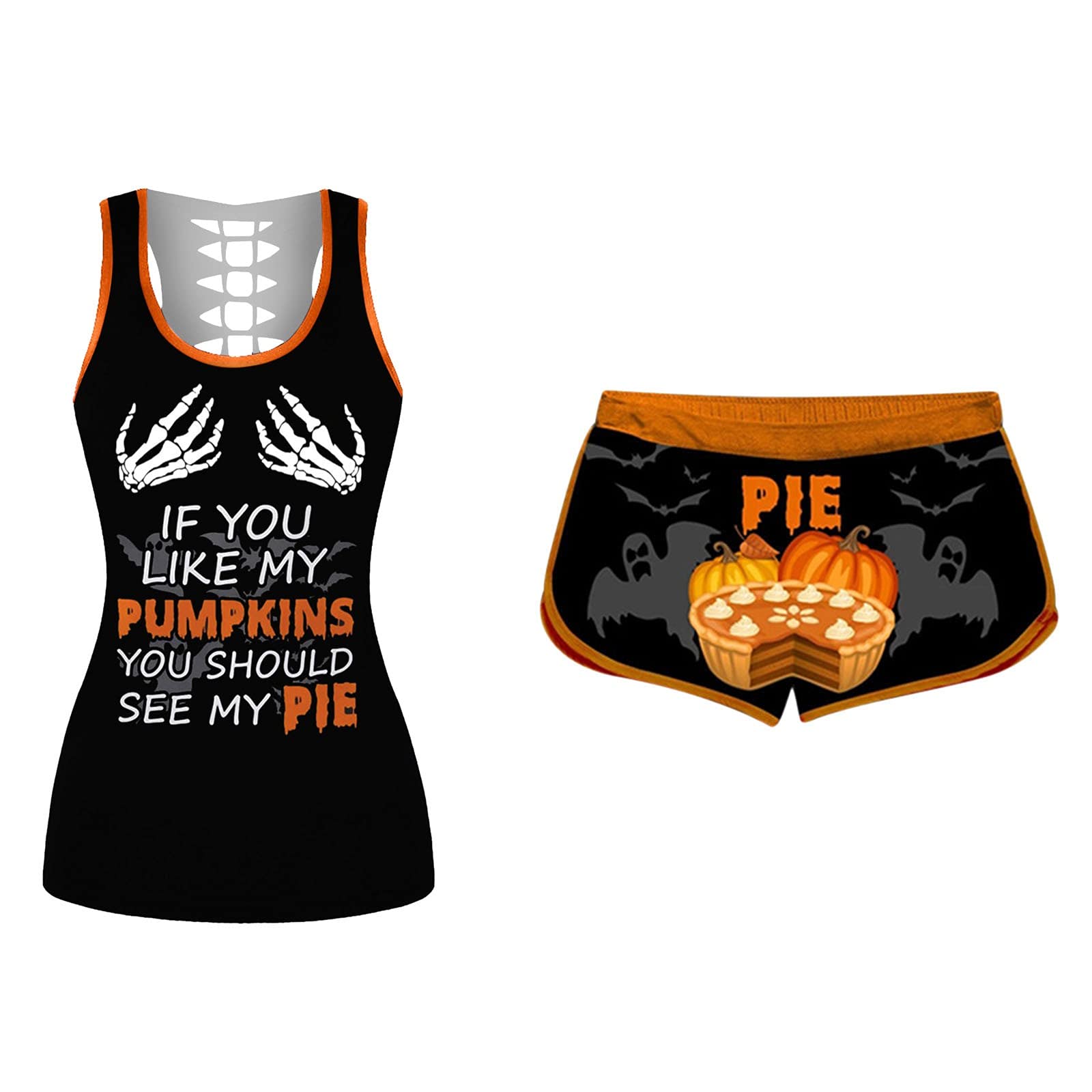 **Sexy Halloween Lingerie for Women - Naughty Blue Flannel Pajama Pants & Sleeveless Nightgown - Comfortable Women's Underwear (Orange, XL) - Perfect for Halloween Parties & Romantic Nights**