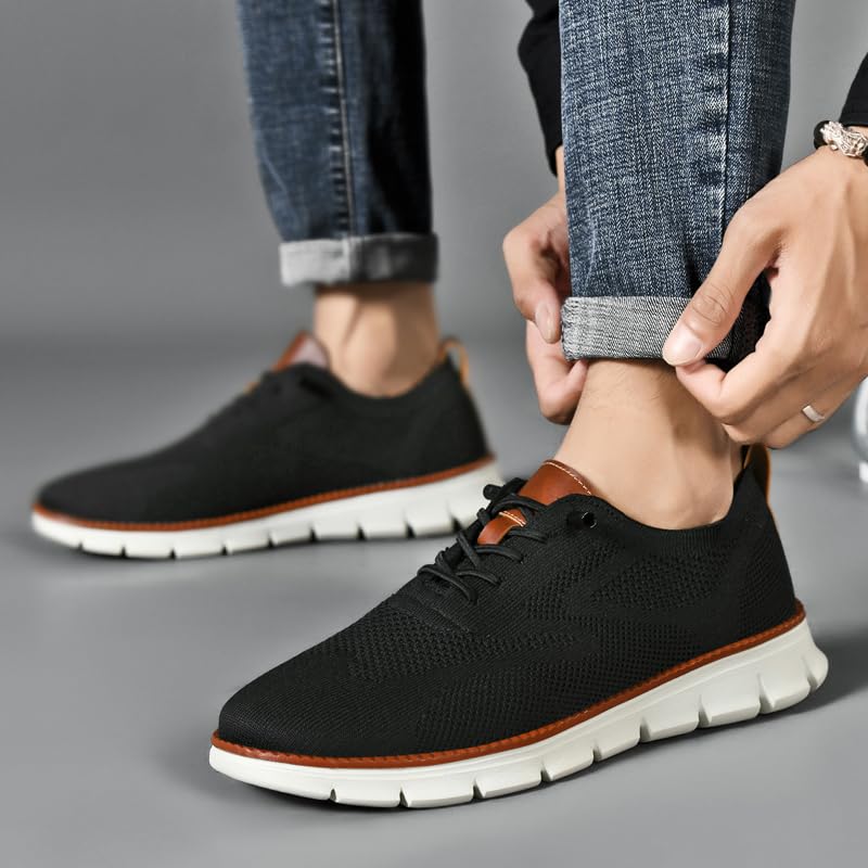 Breeze Men's Oxford Lace-Up Shoes - Lightweight Casual & Dress Shoes for Comfortable Walking | Perfect for Office, Travel & Everyday Wear