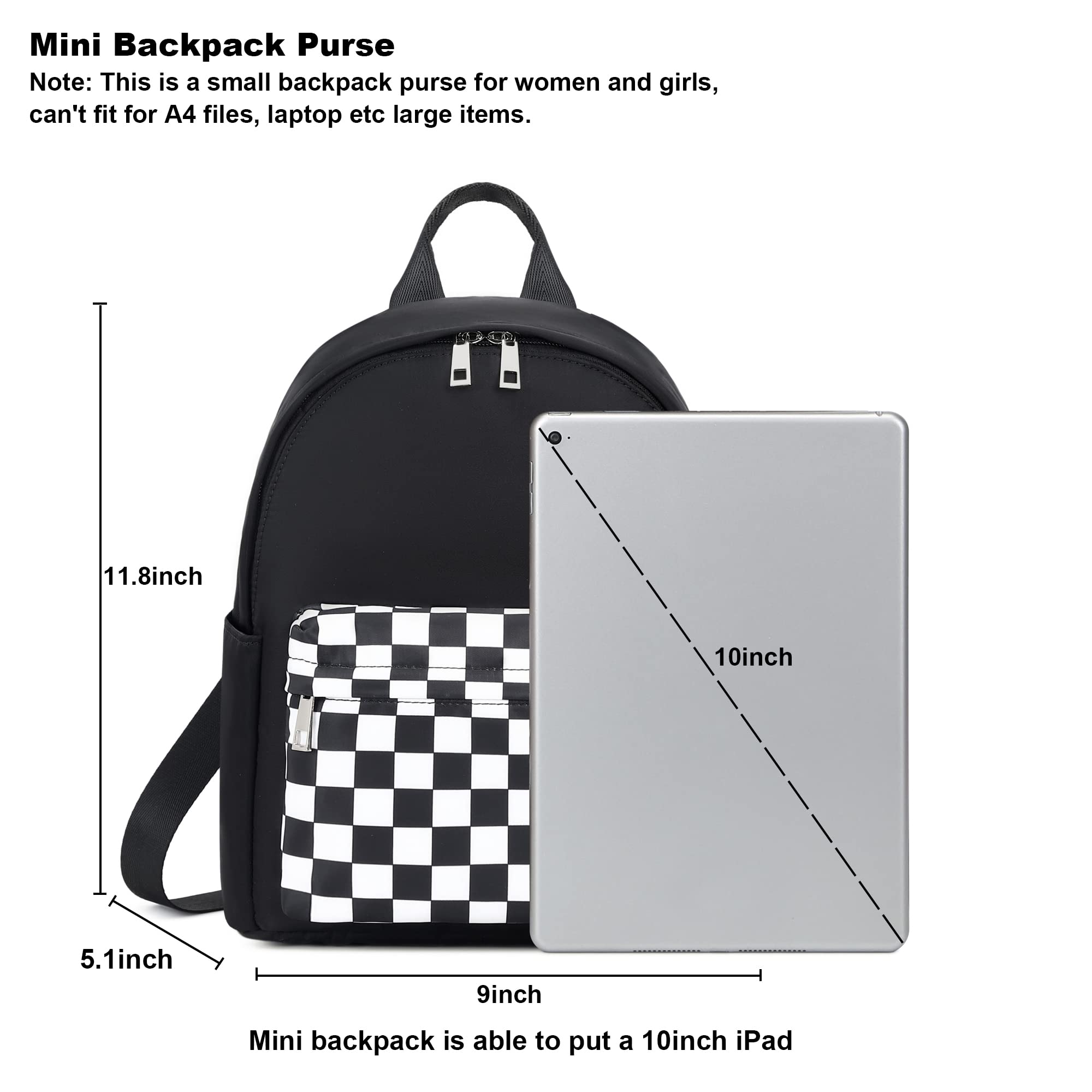 Checkered Mini Backpack for Women & Girls - Small Cute Backpack Purse for School, Travel, Work & Daily Use | Lightweight & Stylish Crossbody Bag for Teens, Adults & Kids