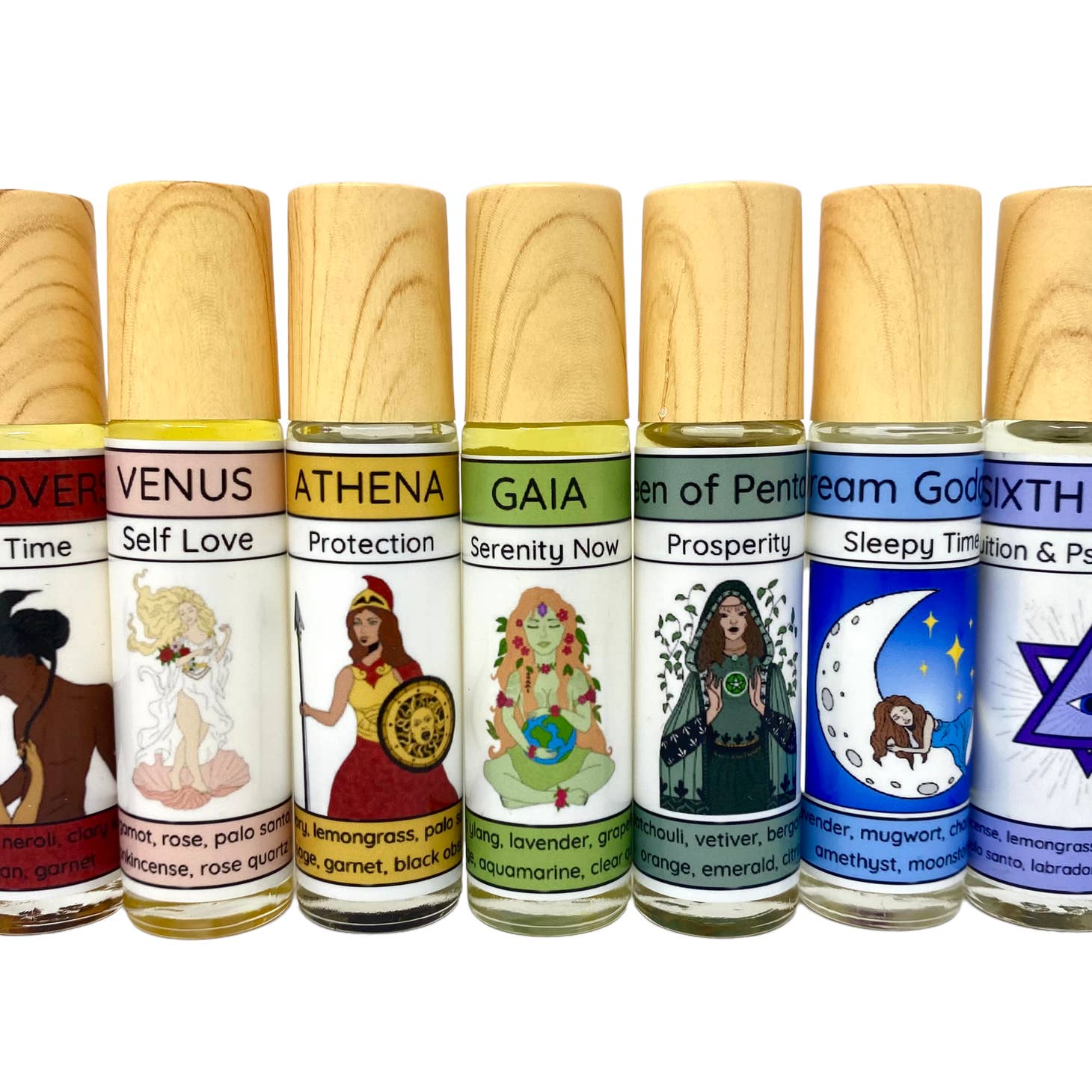 Sixth Sense Intuition Aromatherapy Essential Oil Roller Bottles with Healing Crystals - Stress Relief, Meditation & Spiritual Balance for Home, Office & Yoga Practice