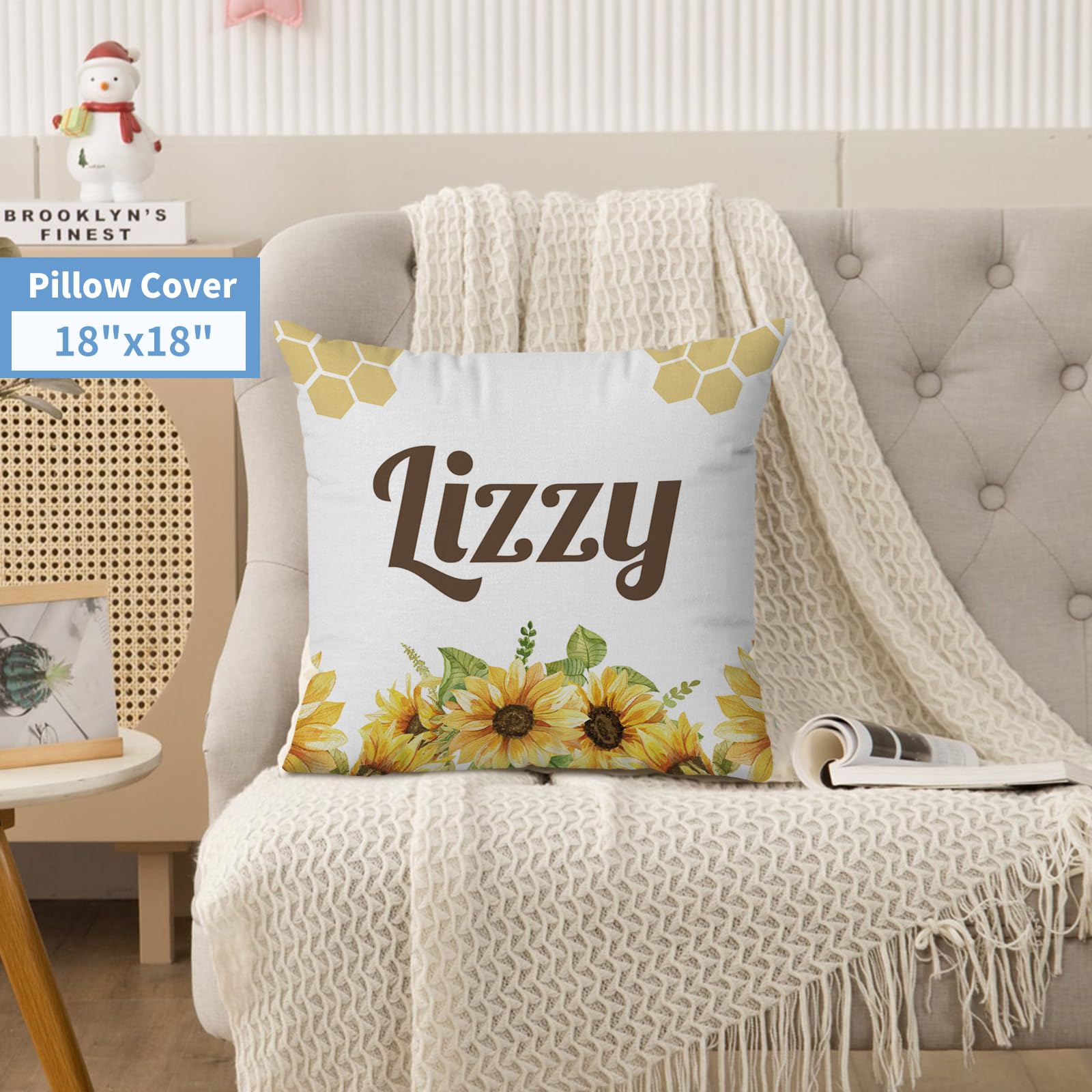 Personalized Baby Crib Bedding Set - 5 Piece Custom Nursery Set with Name for Boys & Girls | Sunflower Bee Theme Crib Set | Perfect Baby Shower Gift & Nursery Decor for Toddlers & Newborns