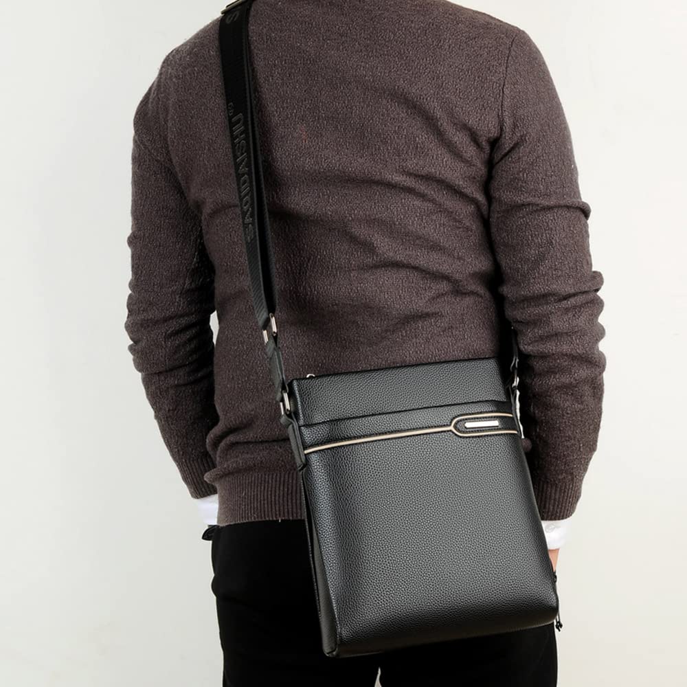 Premium Men's Leather Shoulder Bag - Stylish Messenger Purse for Business & Travel - Durable Crossbody Briefcase for Work, Commute & Daily Use